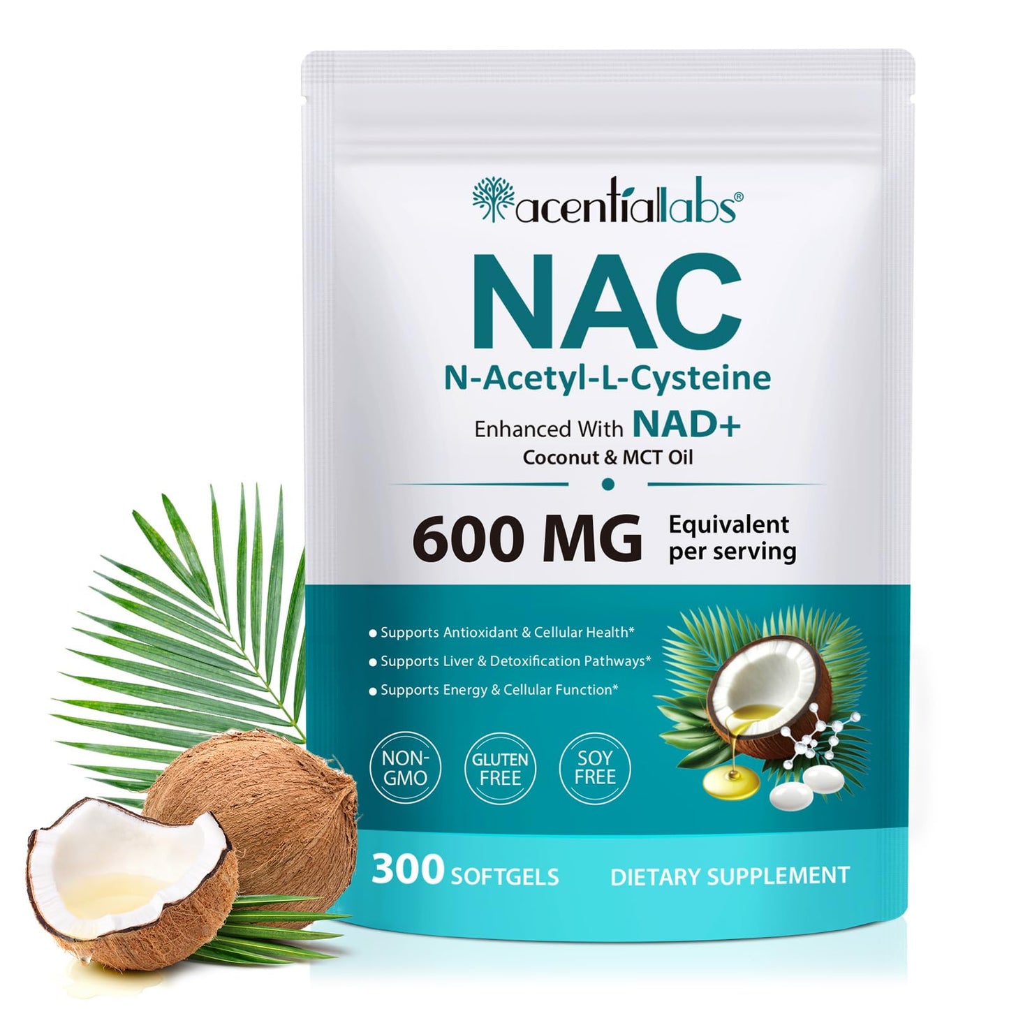 KPNEMA N-Acetyl Cysteine (NAC) 600mg Softgels, 300 Count