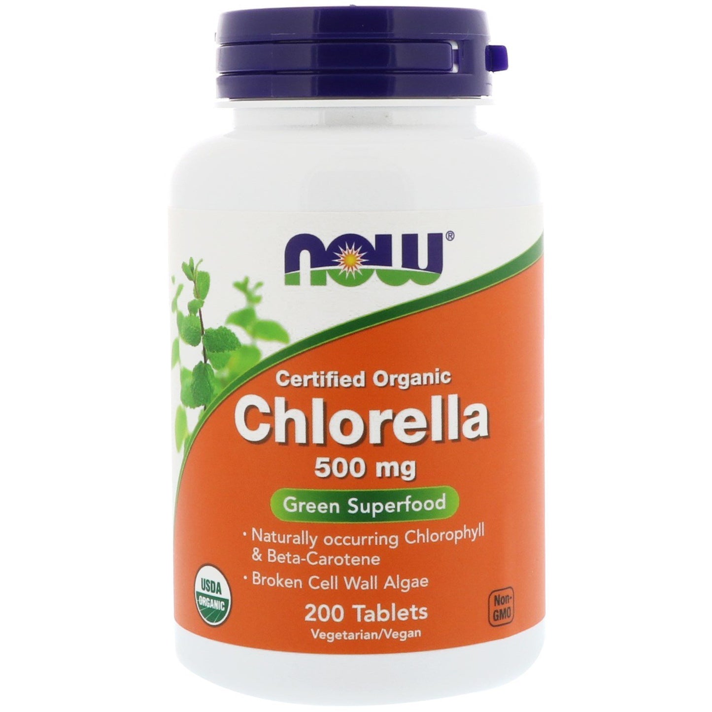 NOW Foods Chlorella Green Superfood Certified Organic 500 mg Tablet 2-Pack