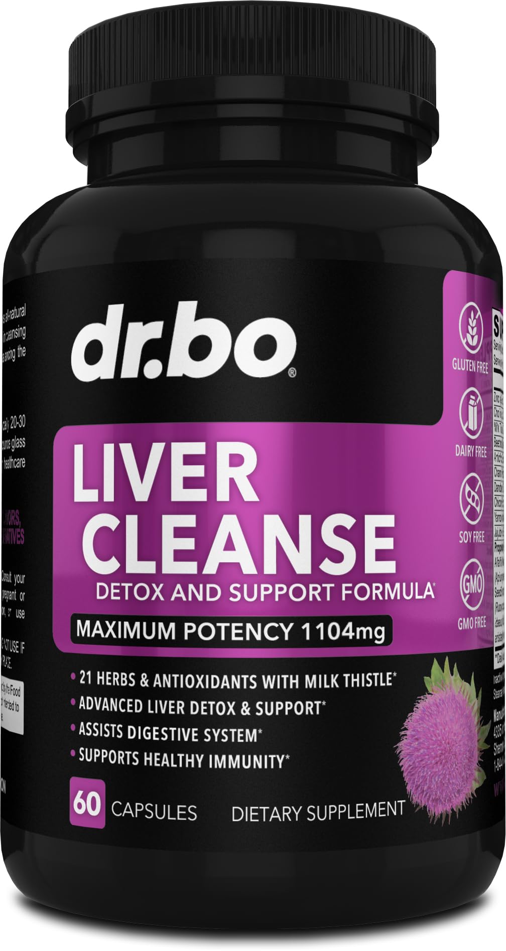 DR. BO Liver Cleanse Detox Support Supplement Capsules 60 Count