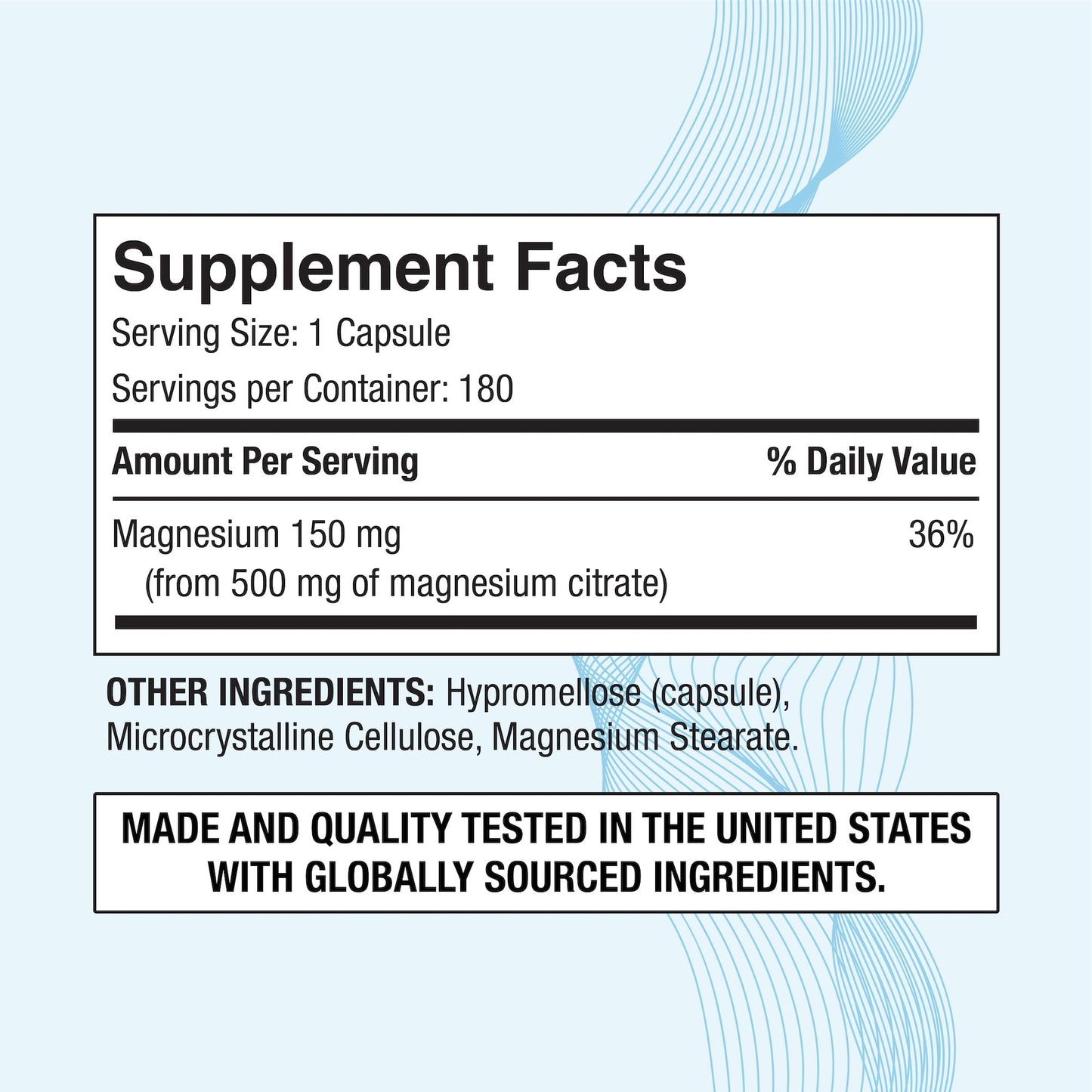 P Puregen Labs Magnesium Citrate 500 mg Capsules, 180 Count