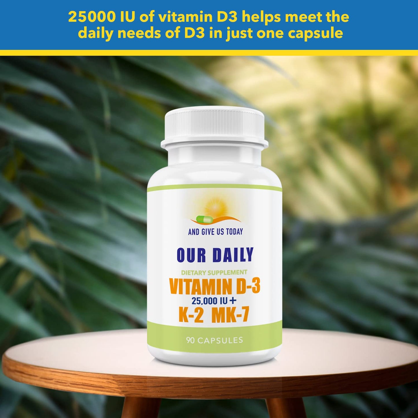 Our Daily Vites Vitamin D-3 25,000 IU + K2 Capsule, 90 Count