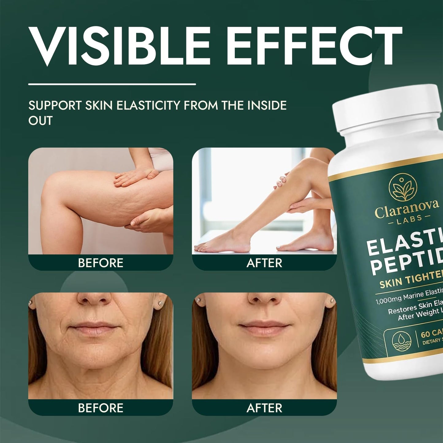 Claranova Marine Elastin Peptides Supplement Capsules 60 Count