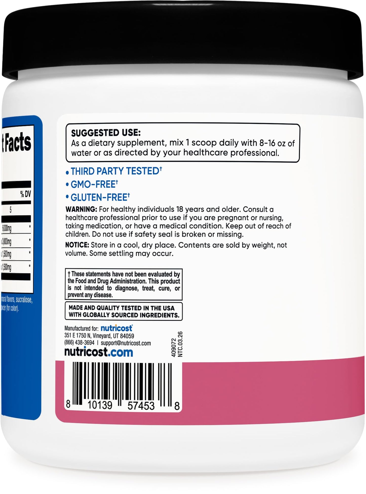 Nutricost BCAA Powder 2:1:1 Pomegranate Guava 9.8 Ounce