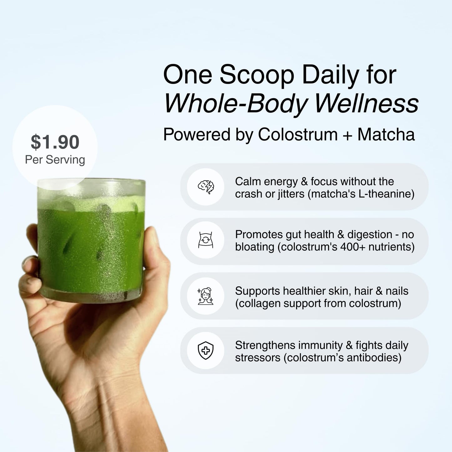 RituWell Matcha Gold Grass-Fed Bovine Colostrum + Japanese Ceremonial Grade Matcha Powder 4.3 Ounce