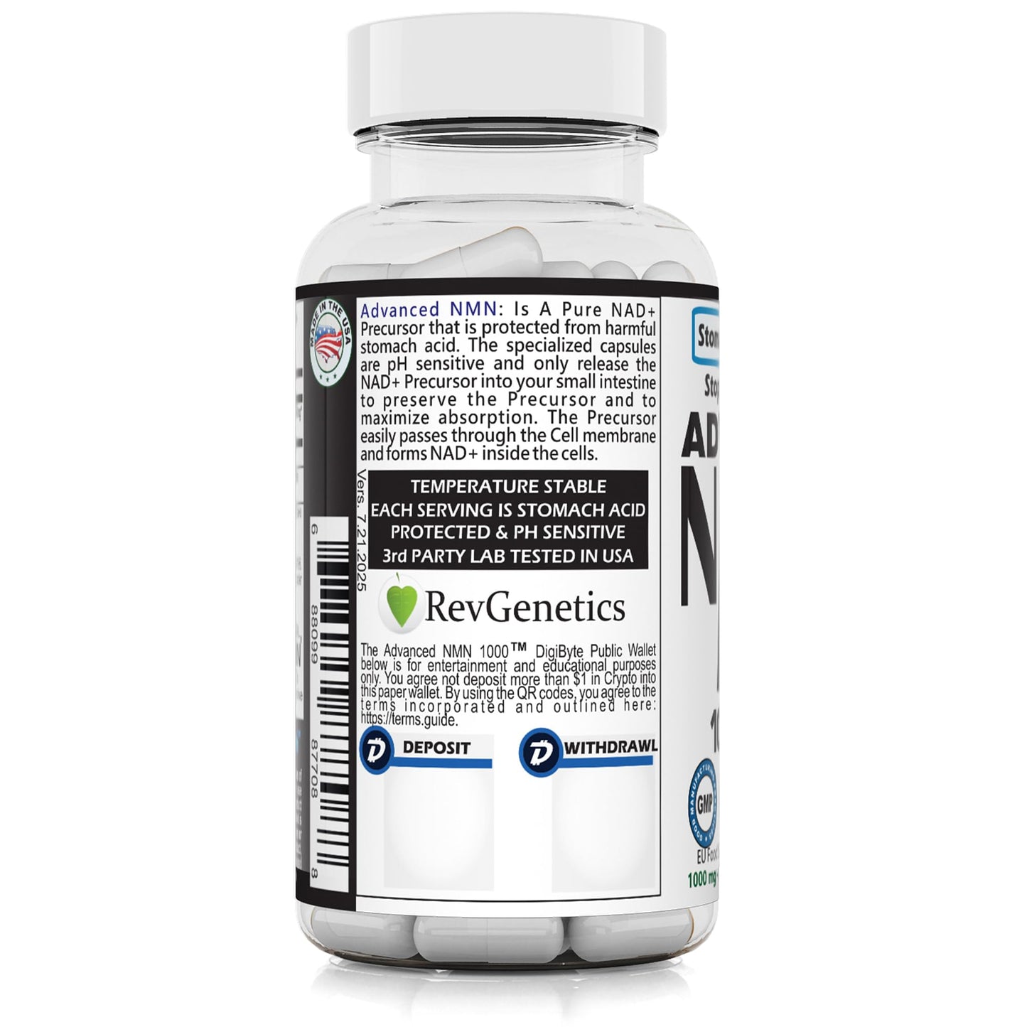 REVGENETICS NMN 1000mg Nicotinamide Mononucleotide Supplement Capsule 60 Count