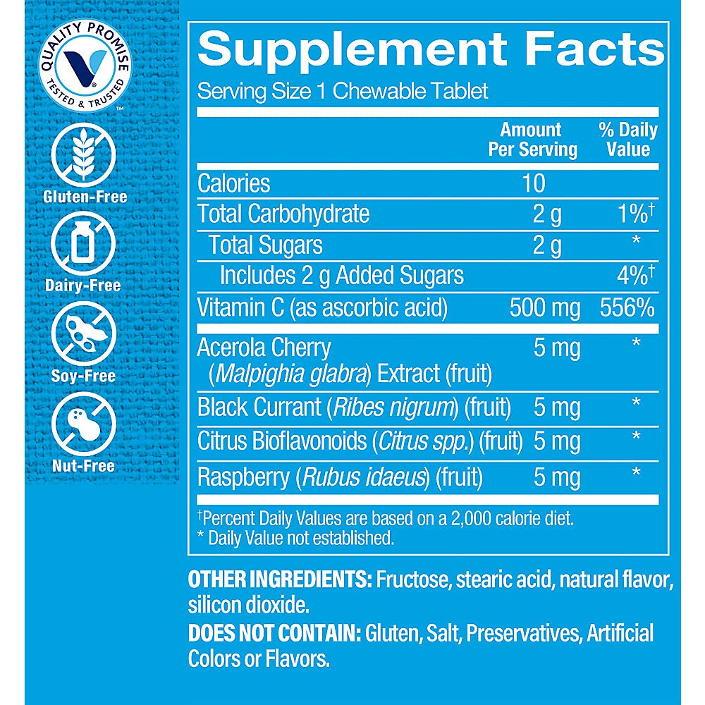 The Vitamin Shoppe Vitamin C 500 mg Chewable Tablets, 100 Count