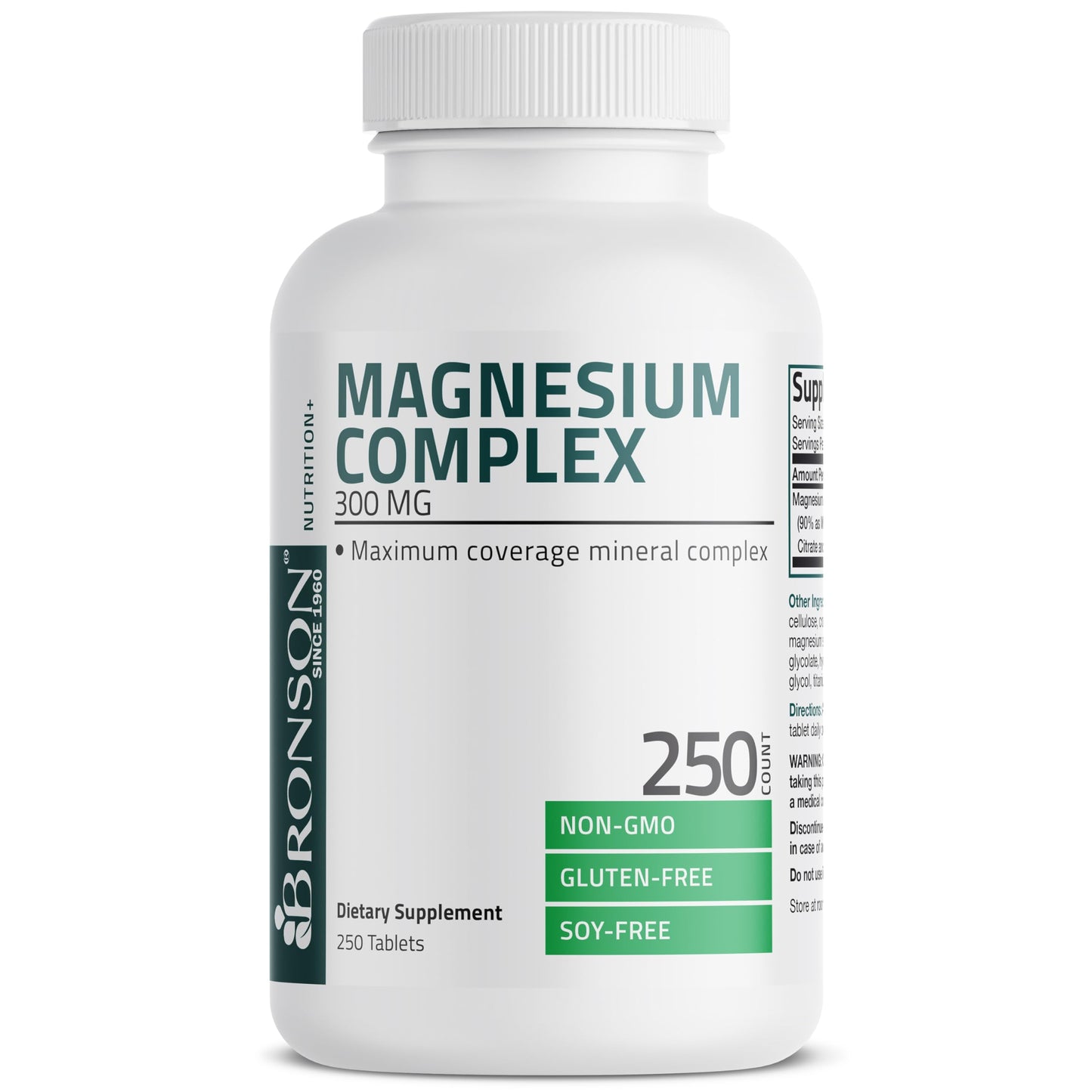 Bronson Triple Magnesium Complex Maximum Coverage 300mg - Non-GMO Formula Tablets 250