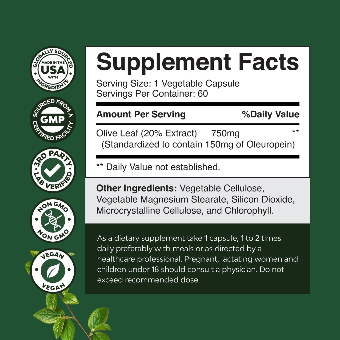 Natures Craft Olive Leaf Extract Capsules 60 Capsules