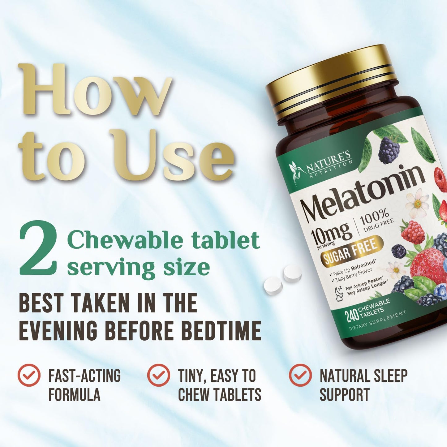 Nature's Nutrition Melatonin 10mg Tablet 240 Count