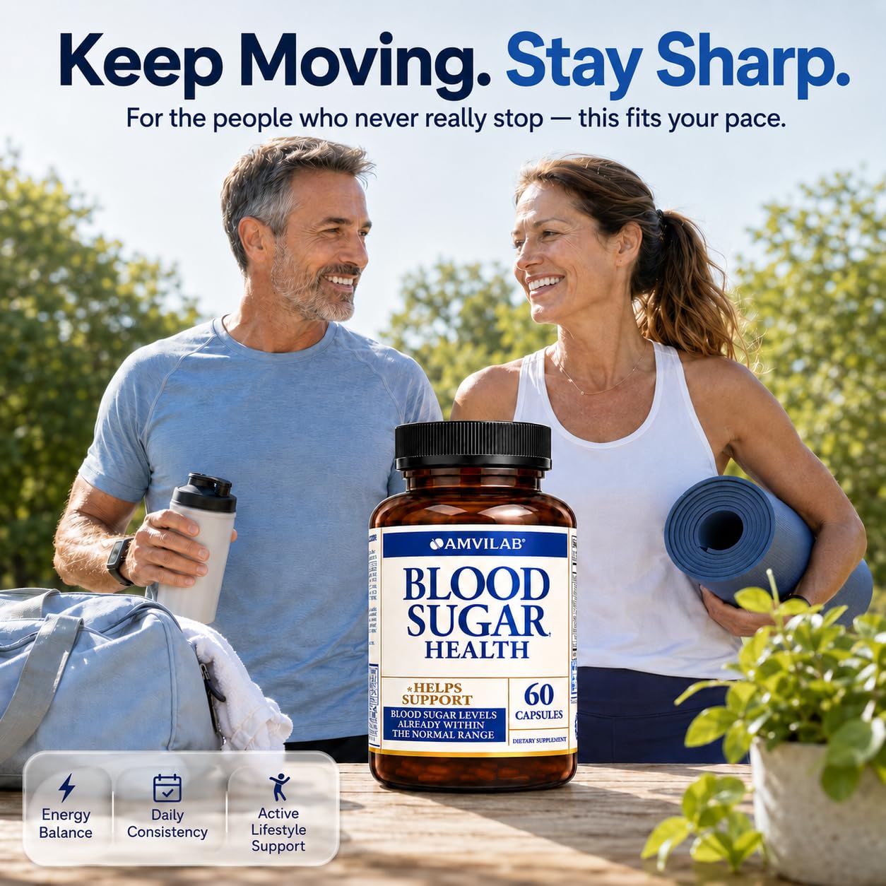 AMVILAB Blood Sugar Health Alpha Lipoic Acid Capsules, 60 Count