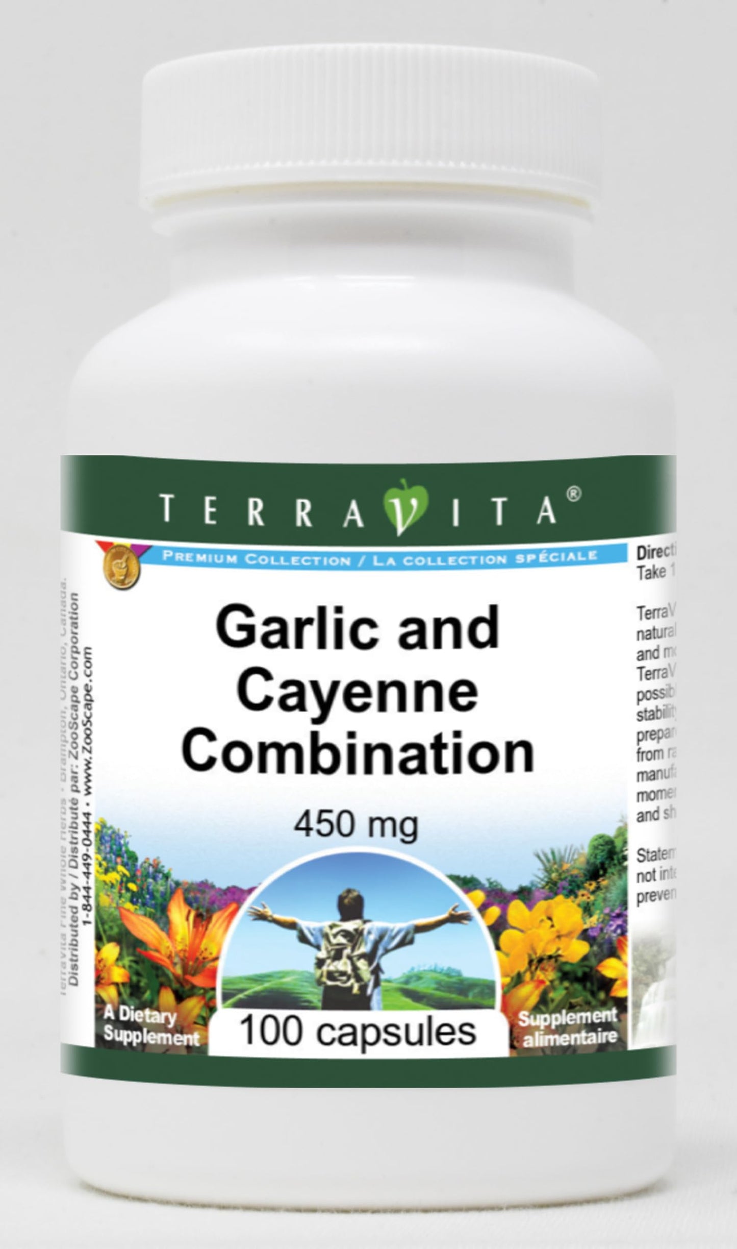 Terravita Garlic and Cayenne Combination 1% Allicin 450 mg, 100 Capsules