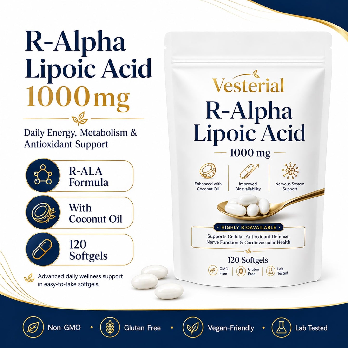 KYZTMHC R-Alpha Lipoic Acid Extract 1000mg Capsule, 120 Count