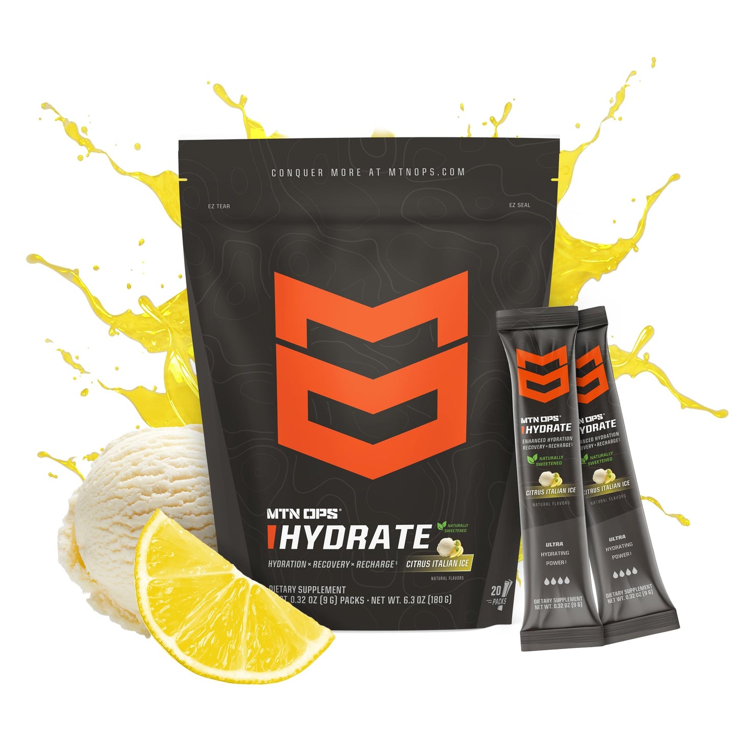MTN OPS Hydrate Sugar Free Electrolyte Packets Powder 5.6