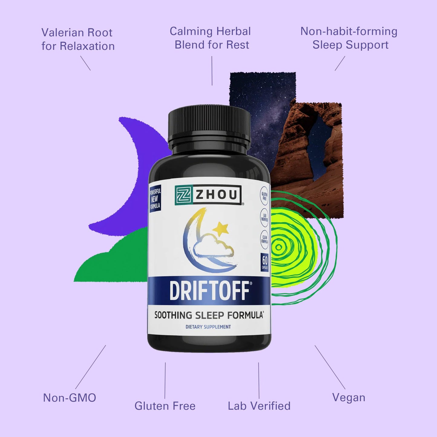 ZHOU Driftoff Nature Inspired Sleep Aid Capsule 120 Capsules