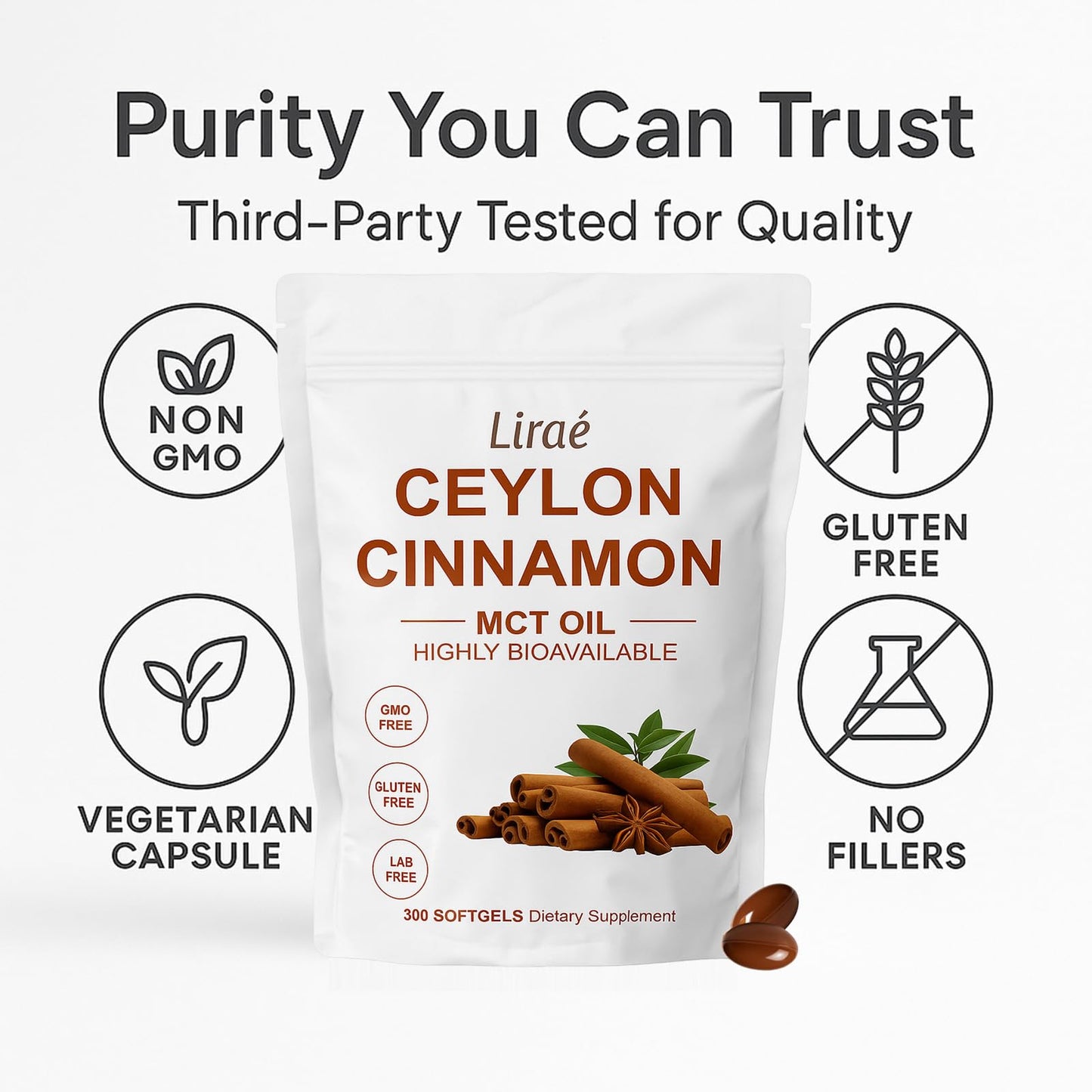 YLOTRE Lirae Ceylon Cinnamon Capsules 300 Capsules