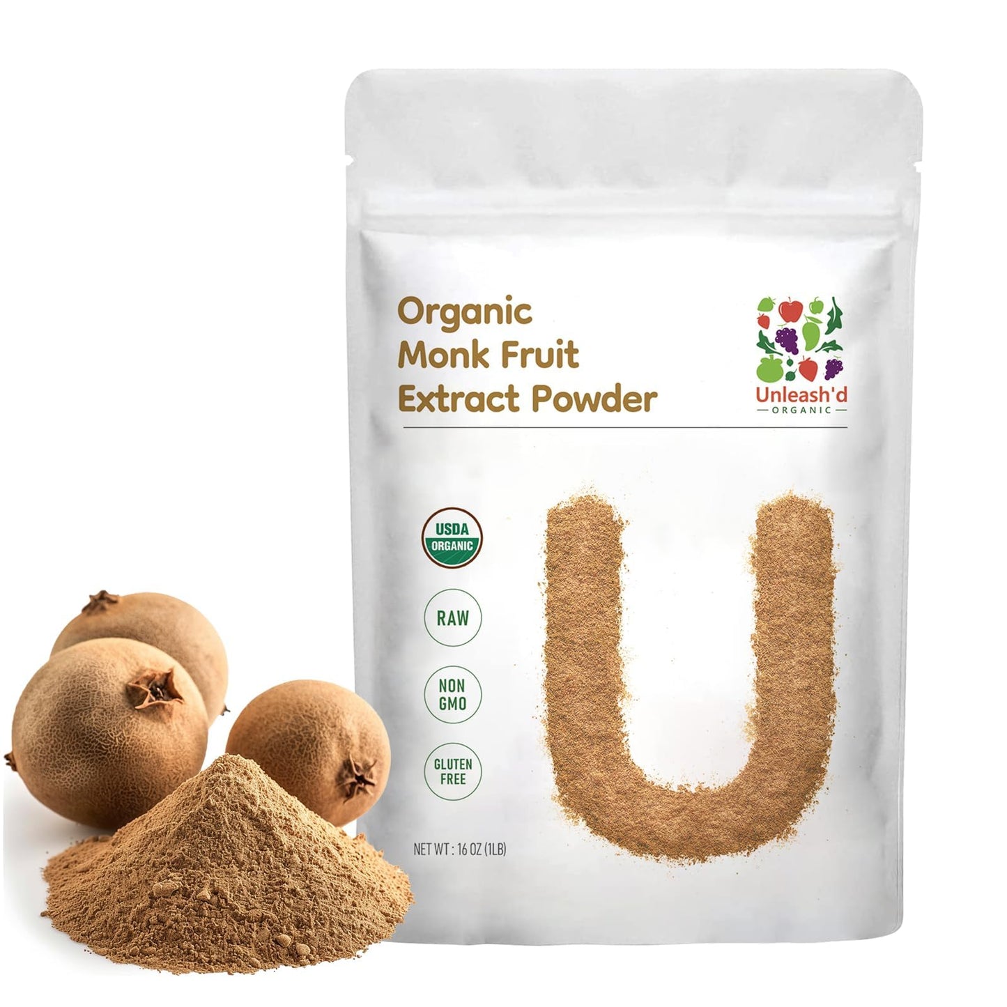 UNLEASH'D ORGANIC Monk Fruit Powder 16 oz