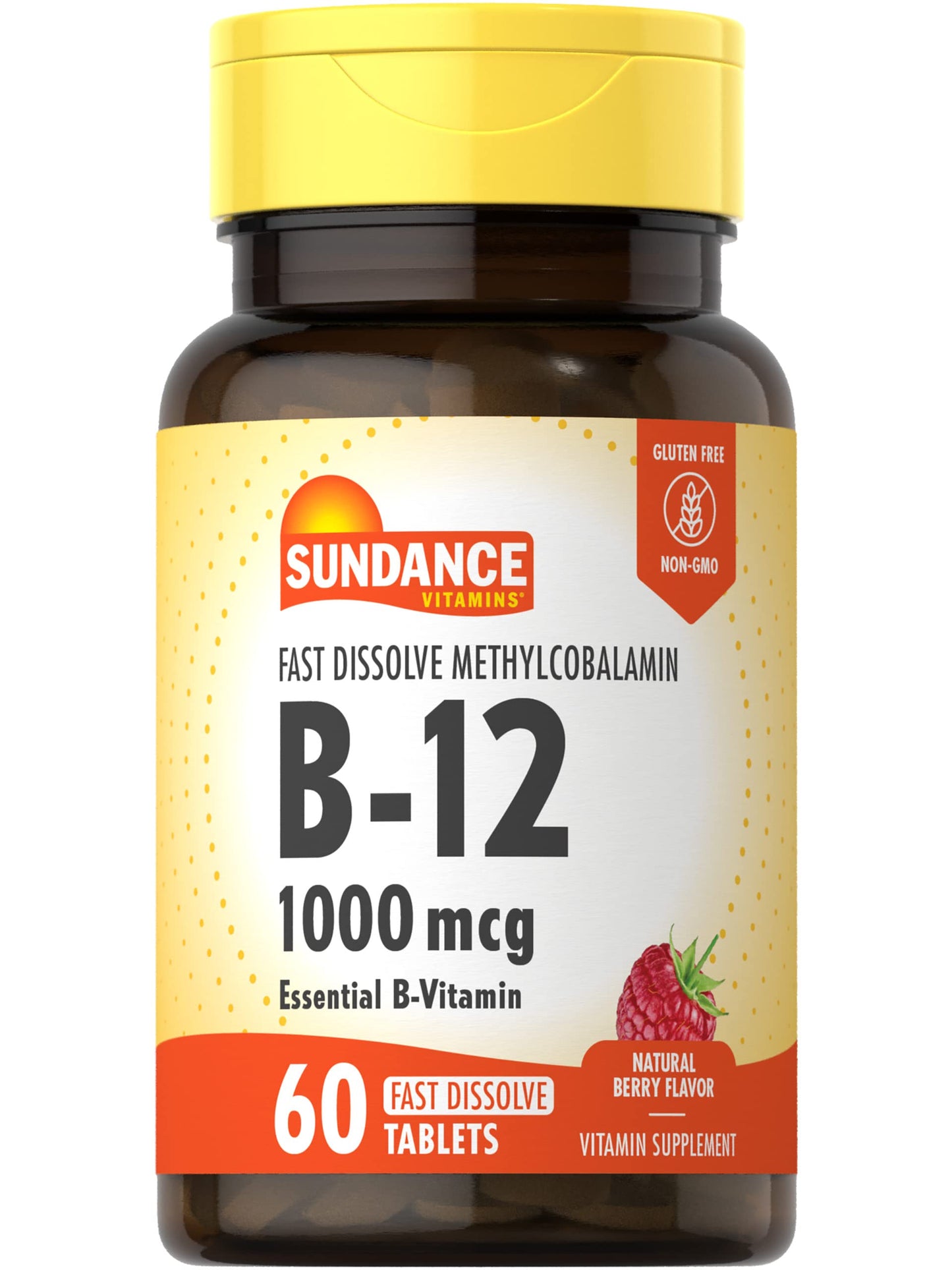 Sundance Vitamin B12 1000 mcg Methylcobalamin Tablets, Fast Dissolve, 60 Count