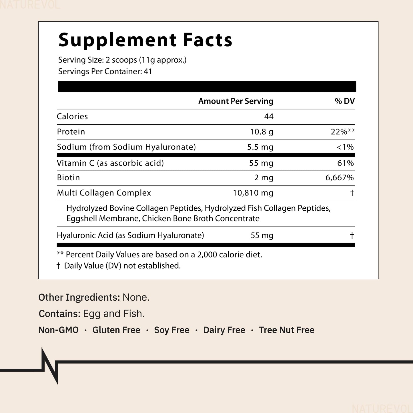 NATUREVOL Multi Collagen Peptides Powder 1 lb