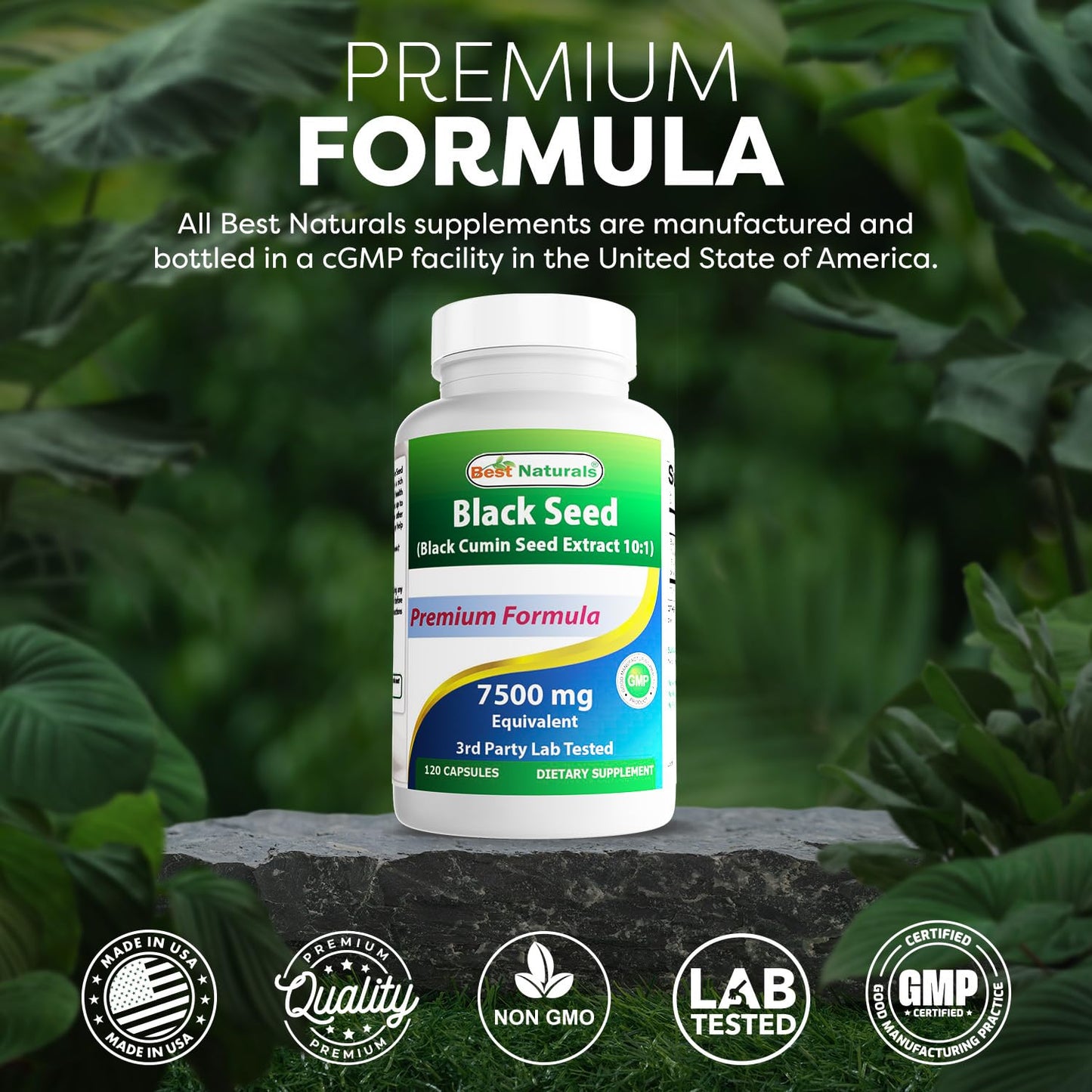 Best Naturals Black Seed (Black Cumin Seed Extract 10:1) 750 mg per Serving, 120 Capsules