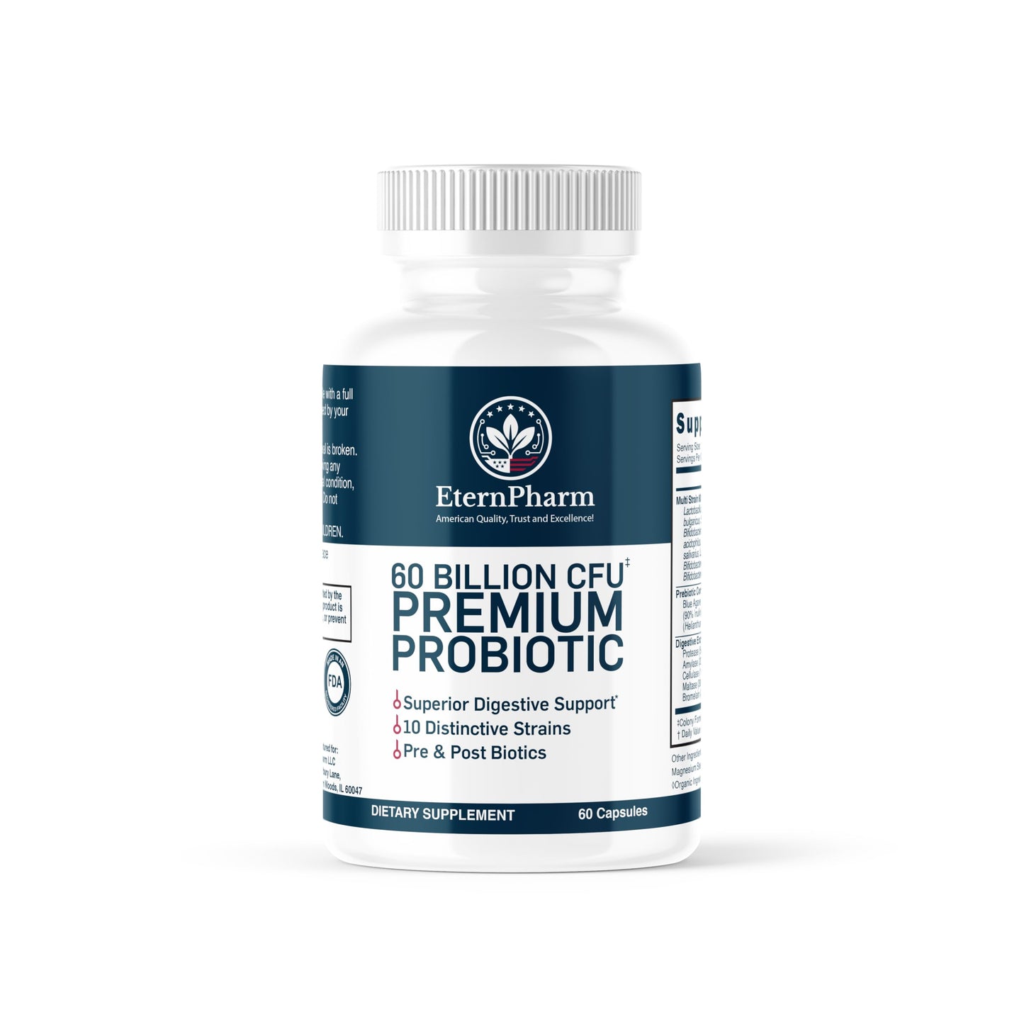 Eternpharm Probiotic 60B CFU 3-in-1 with Prebiotics & Enzymes Capsule, 60 Count