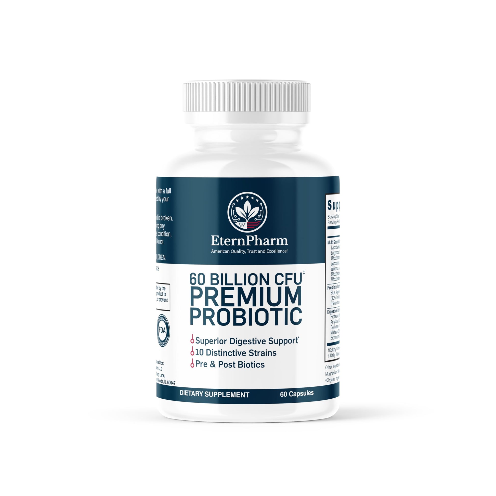 Eternpharm Probiotic 60B CFU 3-in-1 with Prebiotics & Enzymes Capsule, 60 Count