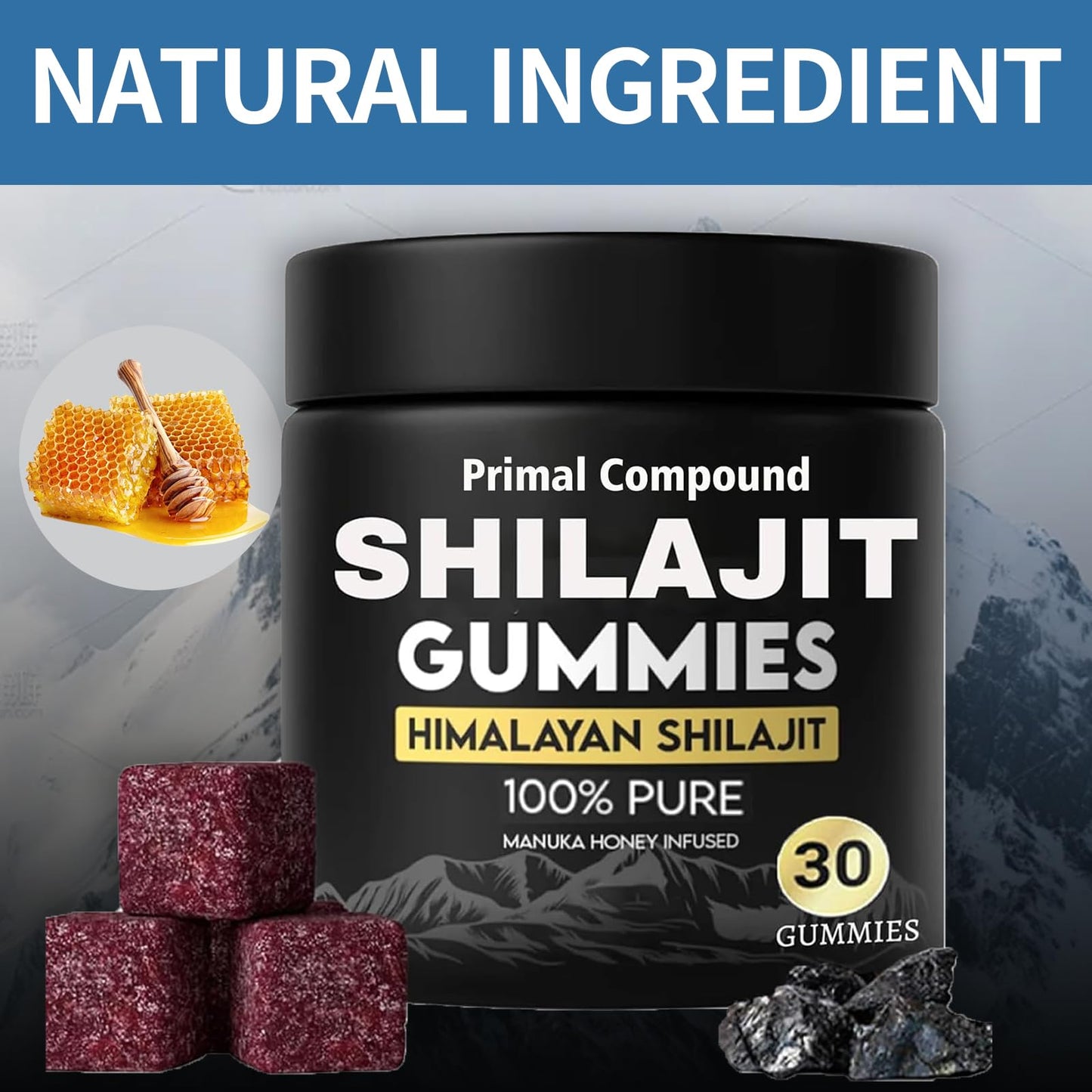 TEYAOE Primal Compound Shilajit Gummies for Men, Gummy, 1