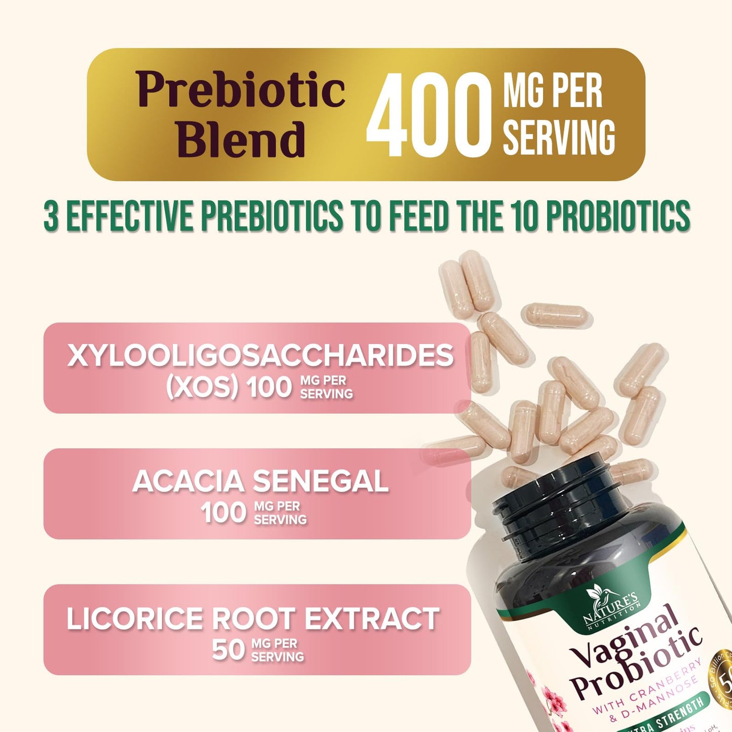 Nature's Nutrition Vaginal Probiotics for Women Gummy 120 Count