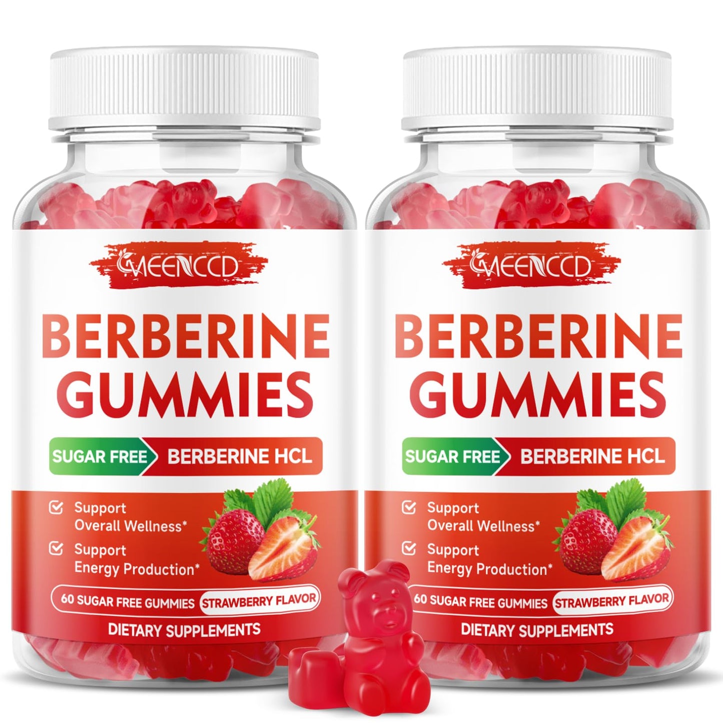 MEENCCD Berberine Gummies with Ceylon Cinnamon, Berberine HCL Immune Support, 120 Count