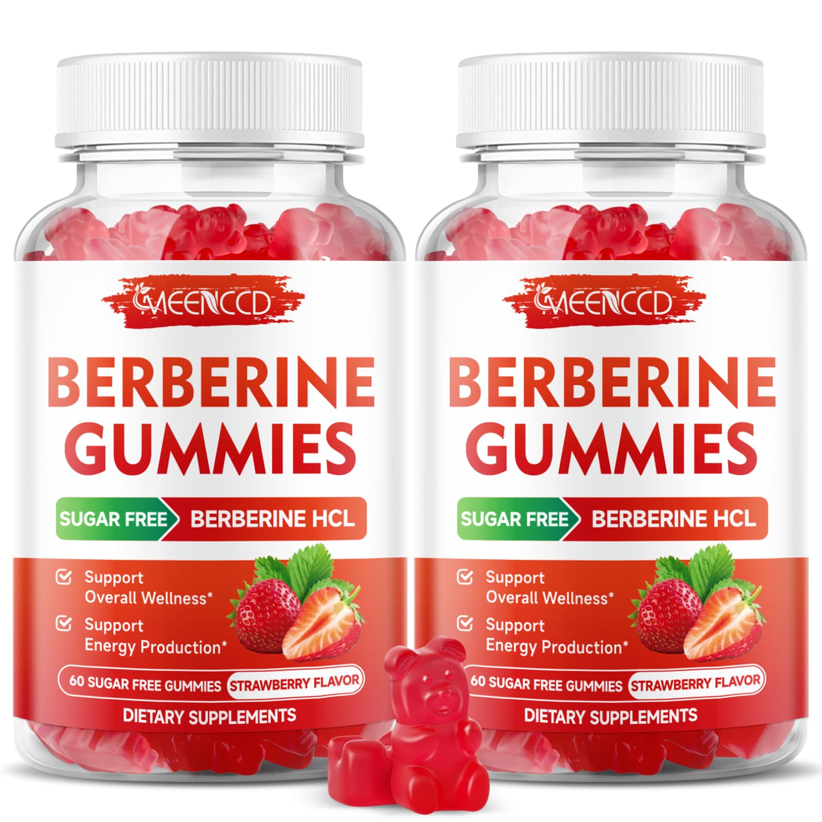 MEENCCD Berberine Gummies with Ceylon Cinnamon, Berberine HCL Immune Support, 120 Count