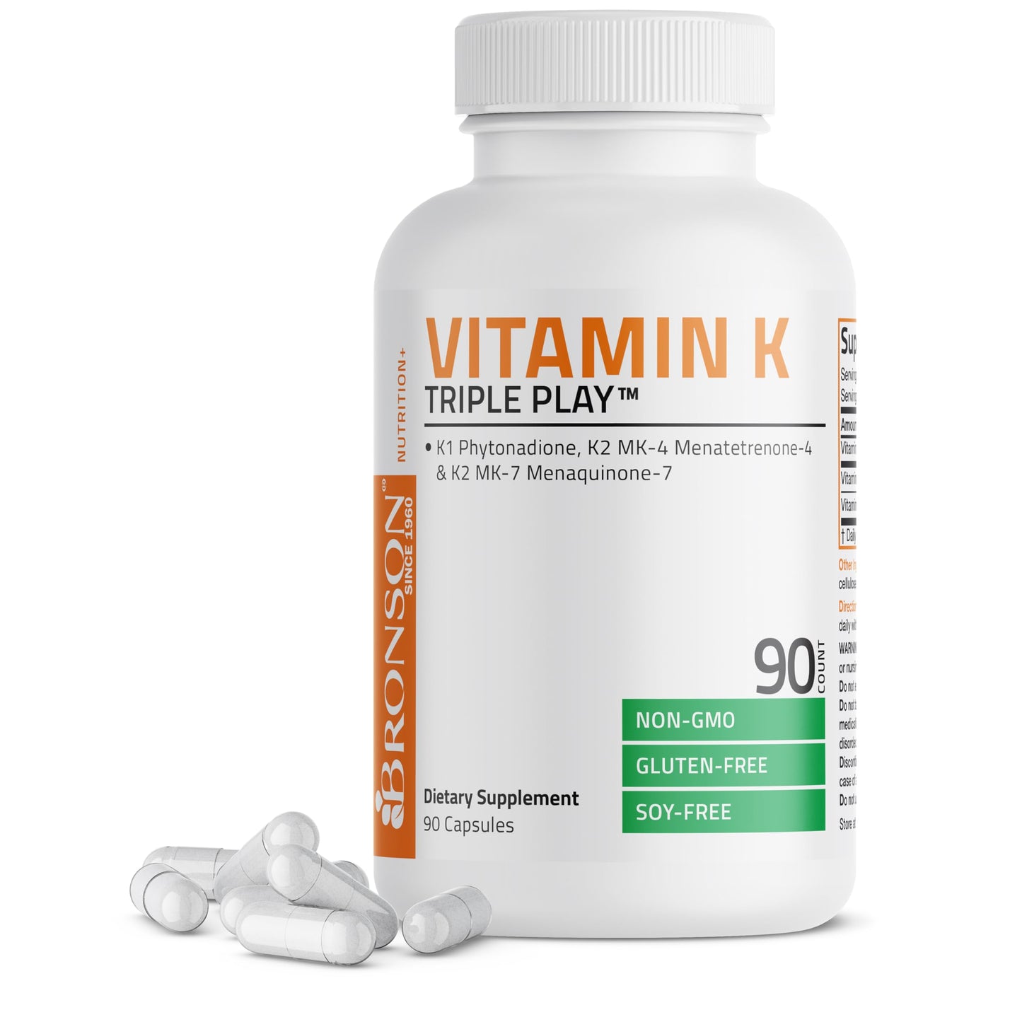 Bronson Vitamin K Triple Play Full Spectrum Complex Vitamin K Supplement 90 Capsules