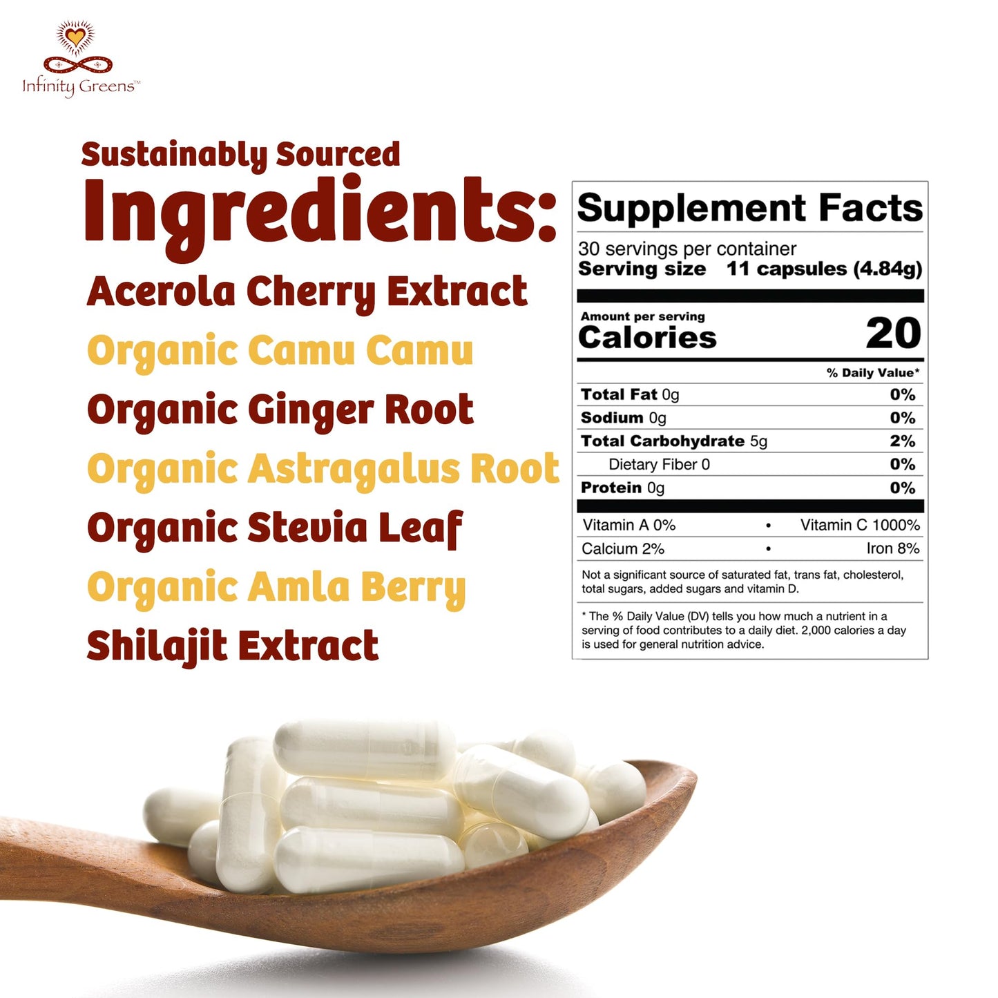 Infinity Greens Bundle: Infinity Superfood Greens Capsules, 30 Capsules; Infinity-C Vitamin C Complex, 30 Servings