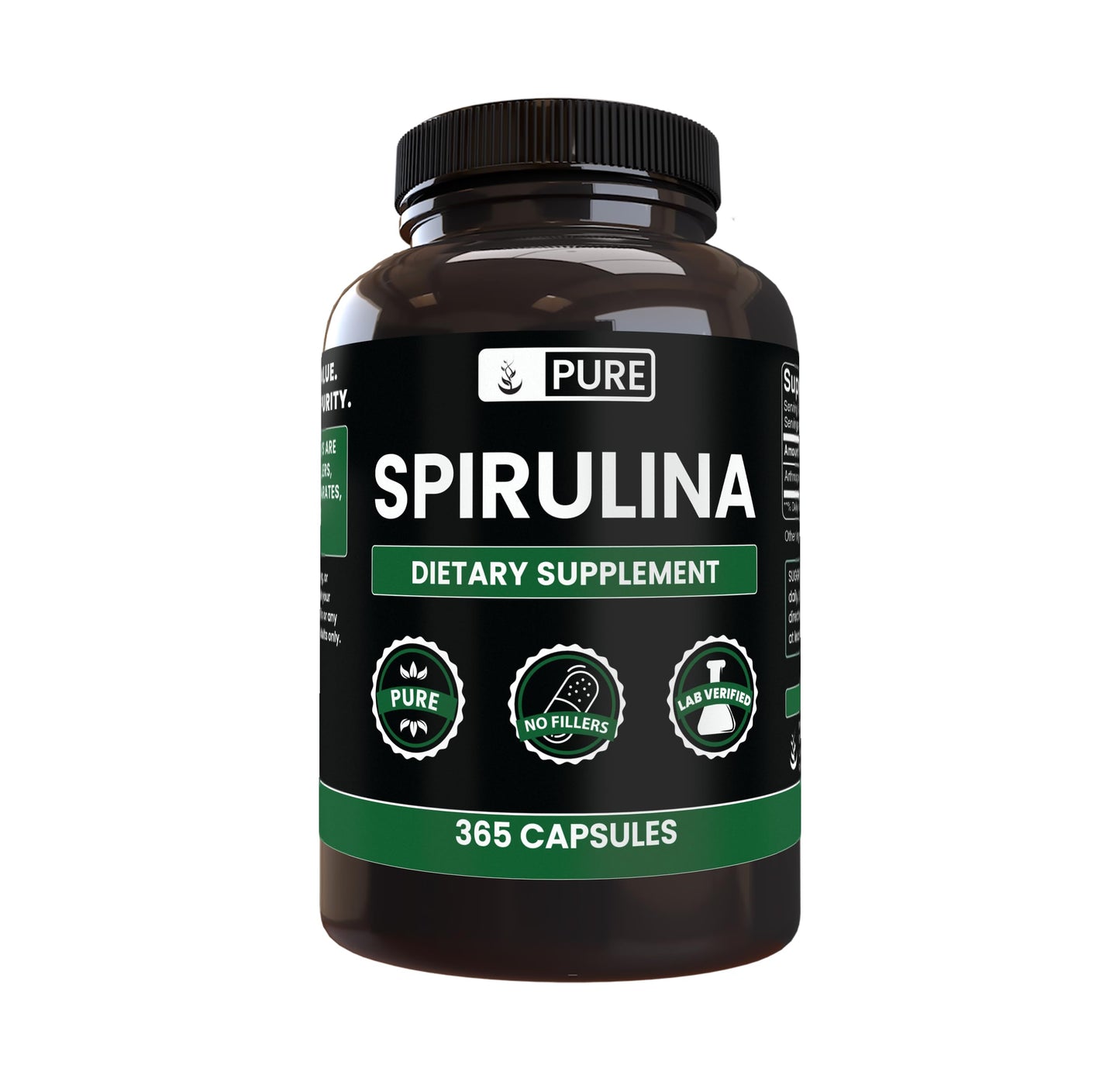 PURE ORIGINAL INGREDIENTS Spirulina Capsules 365