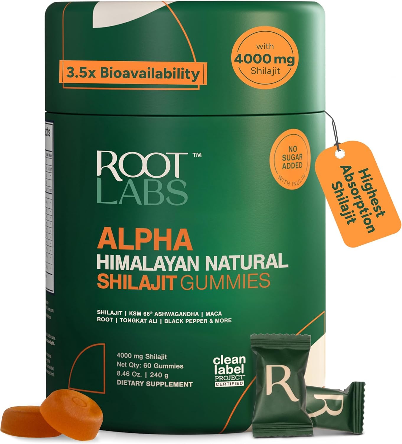 ROOT LABS 4000 mg Pure Himalayan Alpha Shilajit Gummies, 60 Gummies