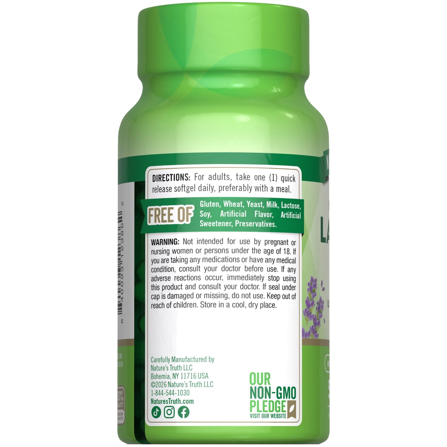 Nature's Truth Lavender Calm Softgels Oral Supplement 50 Count