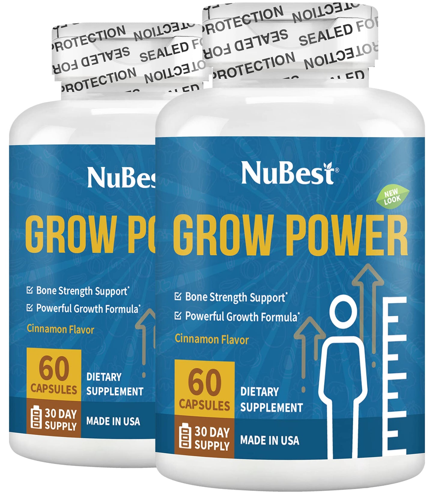 NuBest Grow Power Calcium & Magnesium with Vitamin D3, B6, Zinc, Phosphorus and Multivitamin for Strong Bones and Overall Health, Age 10+, Capsules 120