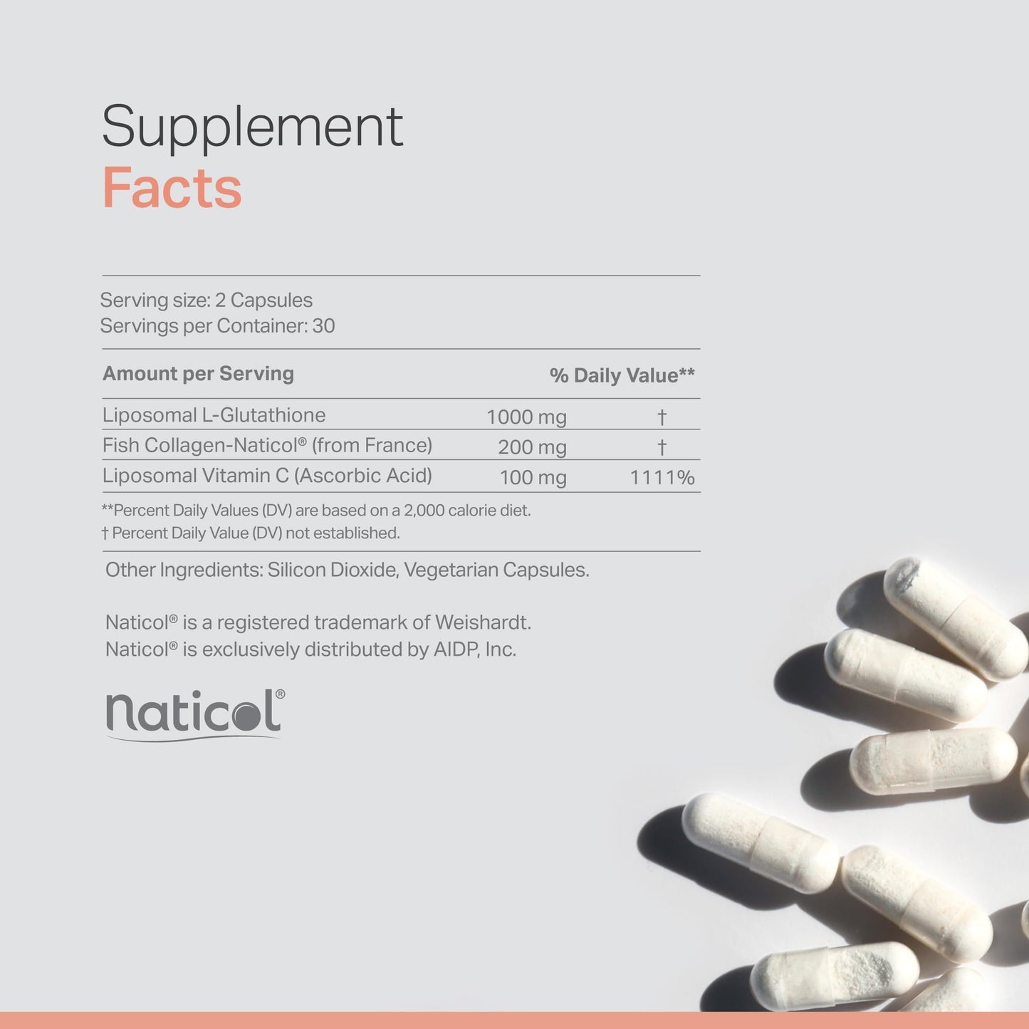 Anew Vita Liposomal Glutathione Complex with Marine Collagen, Liposomal Vitamin C 60 Capsules