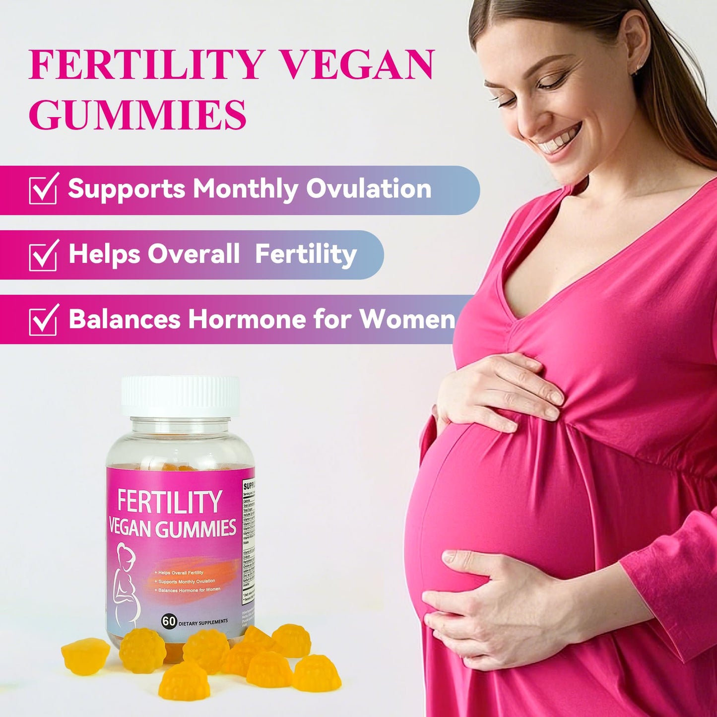 Aromlife Fertility Gummies for Women Ovulation & Period Cycle with Myo-Inositol & Inositol, Folate, 60 Count