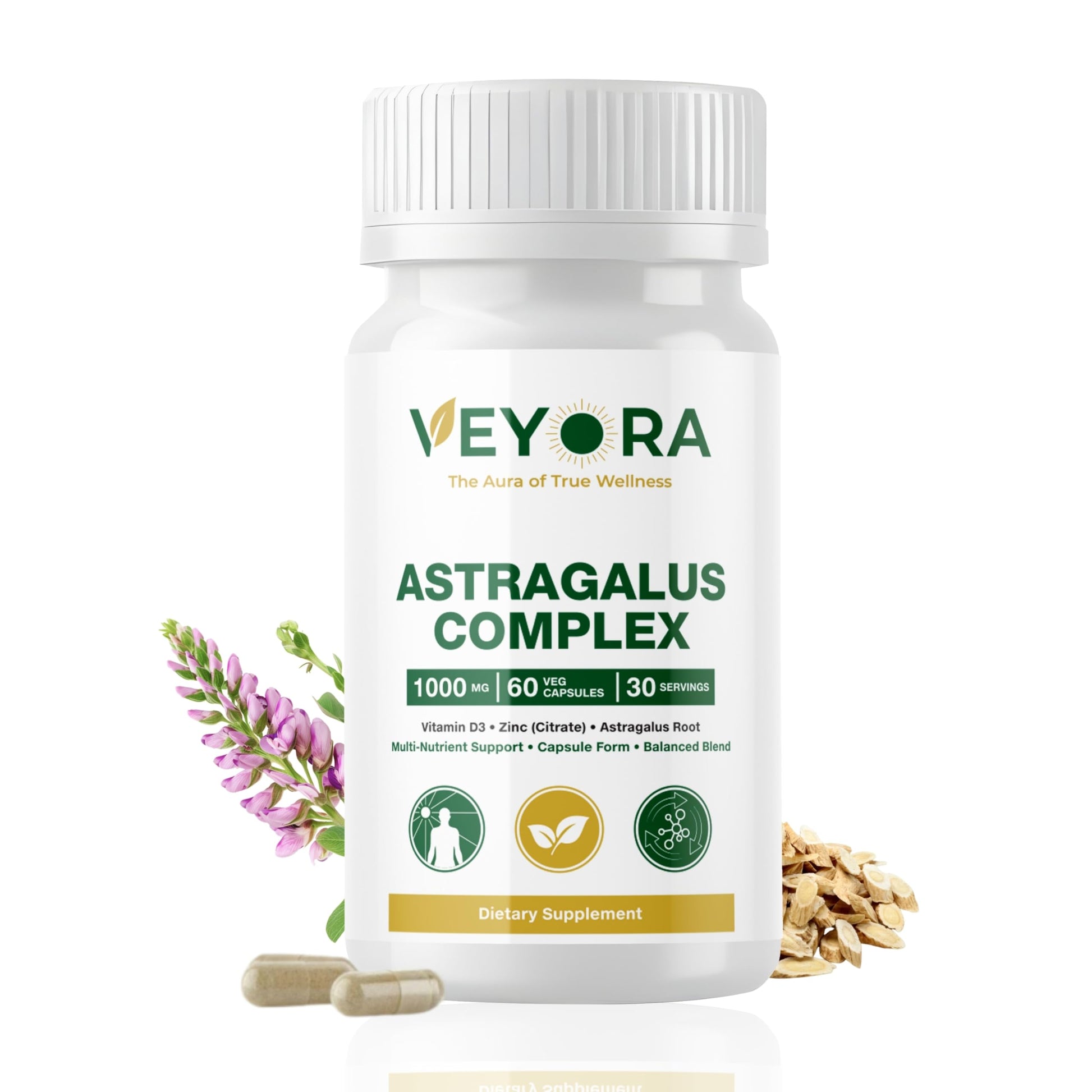 VEYORA Astragalus Complex 1000 mg Capsule, 60 Count