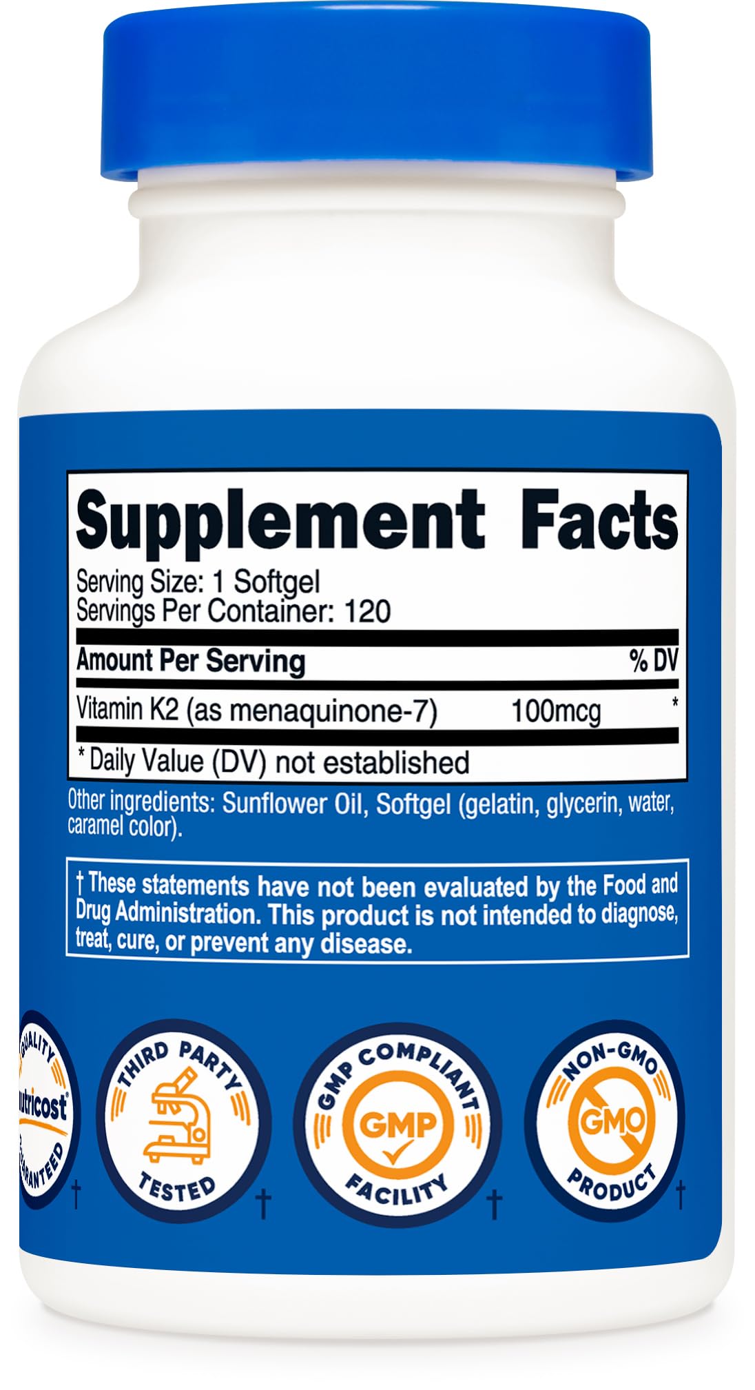 Nutricost Vitamin K2 MK-7 Supplement (100 mcg) 120 Softgels