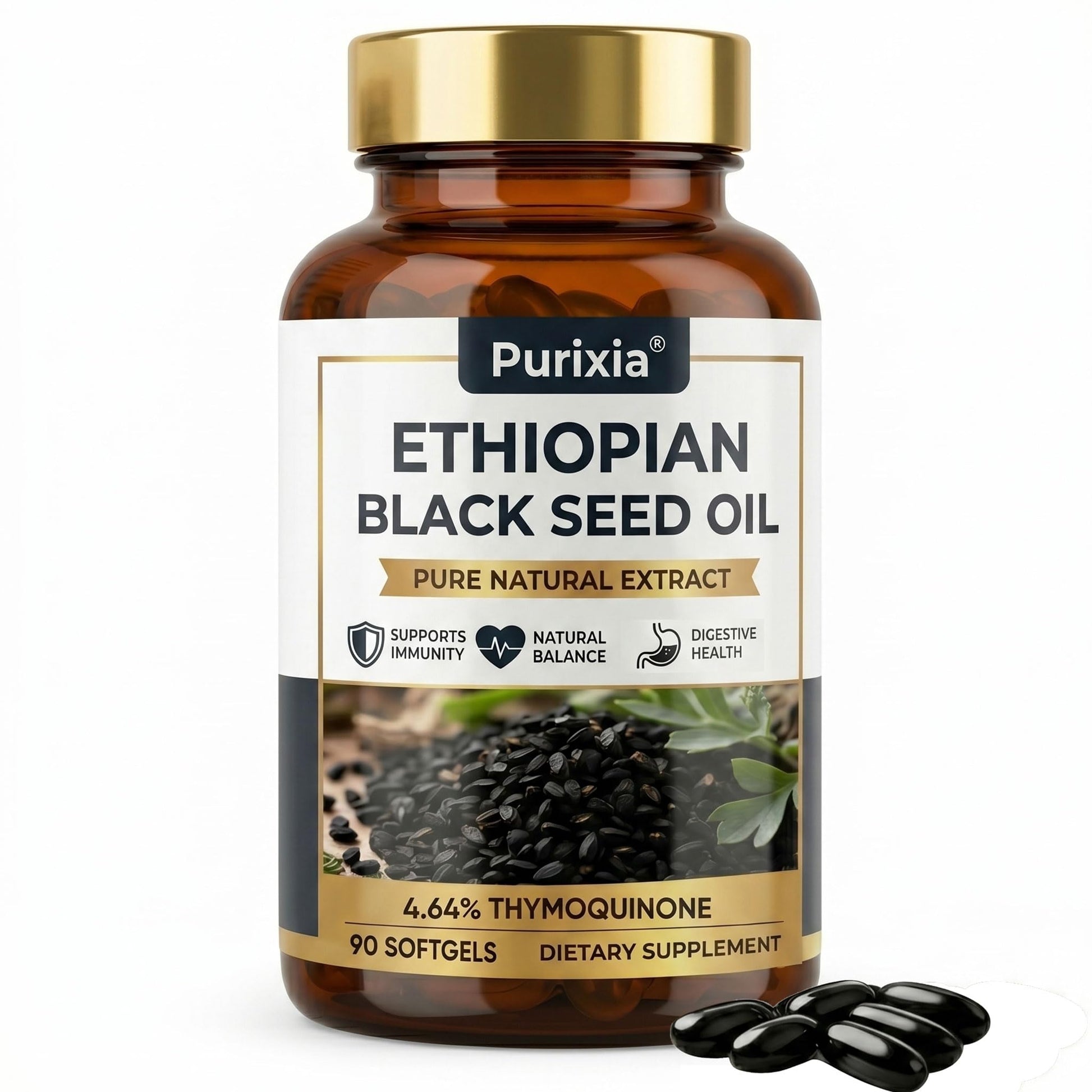 Purixia Ethiopian Black Seed Oil Softgels 90 Count