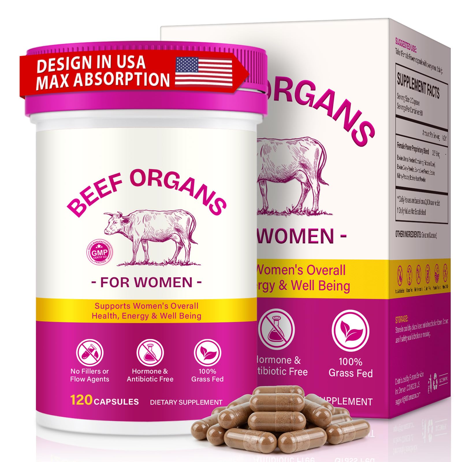 VEGONAUD Beef Liver Capsules, 120 Count