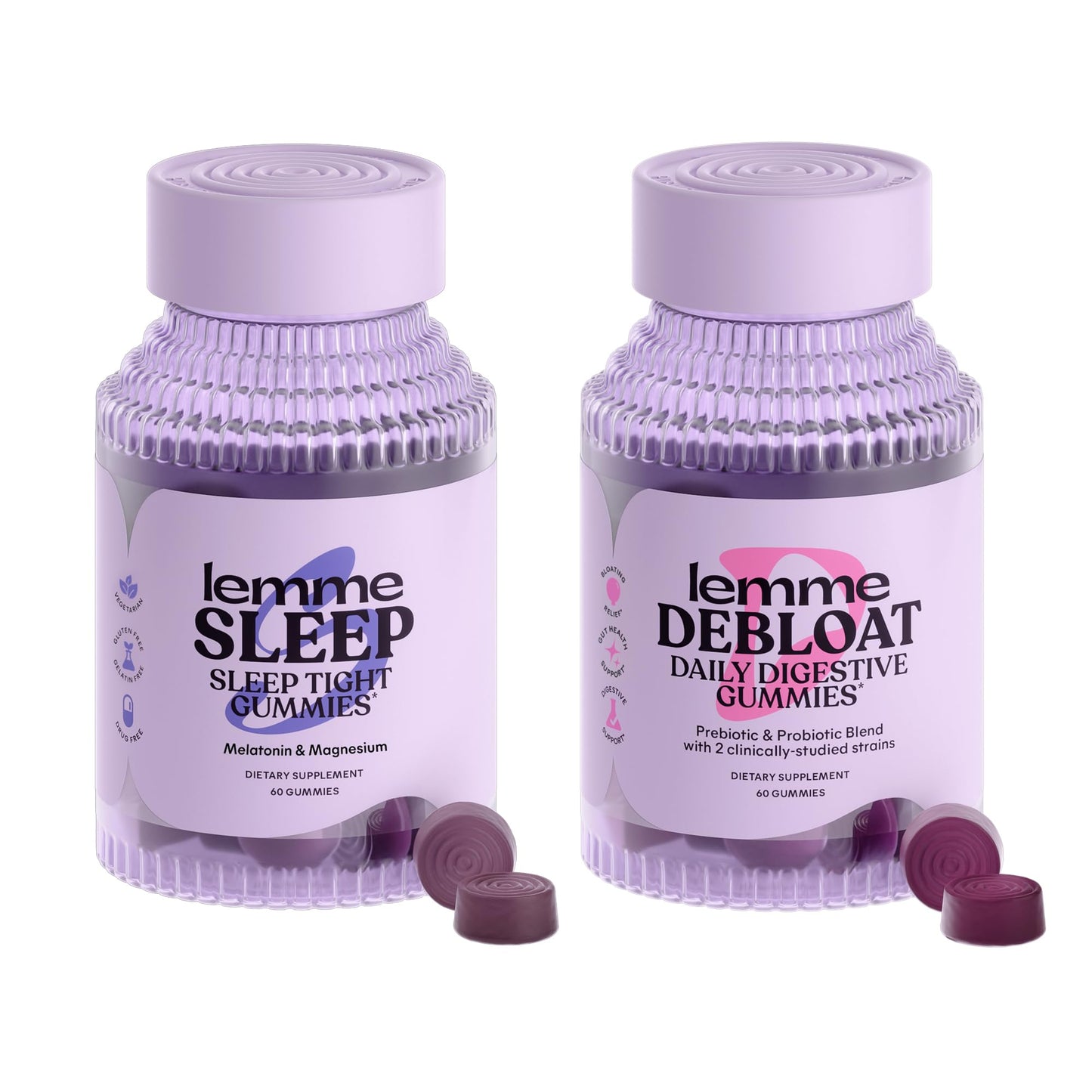 Lemme Sleep & Debloat Bundle, 60 Gummies