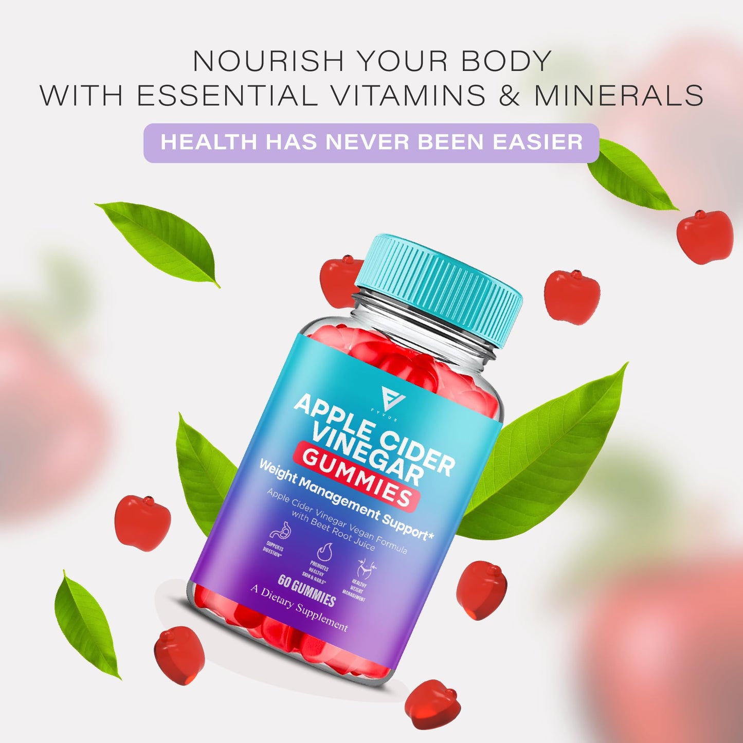 Fyvus Apple Cider Vinegar Gummies 60 Count