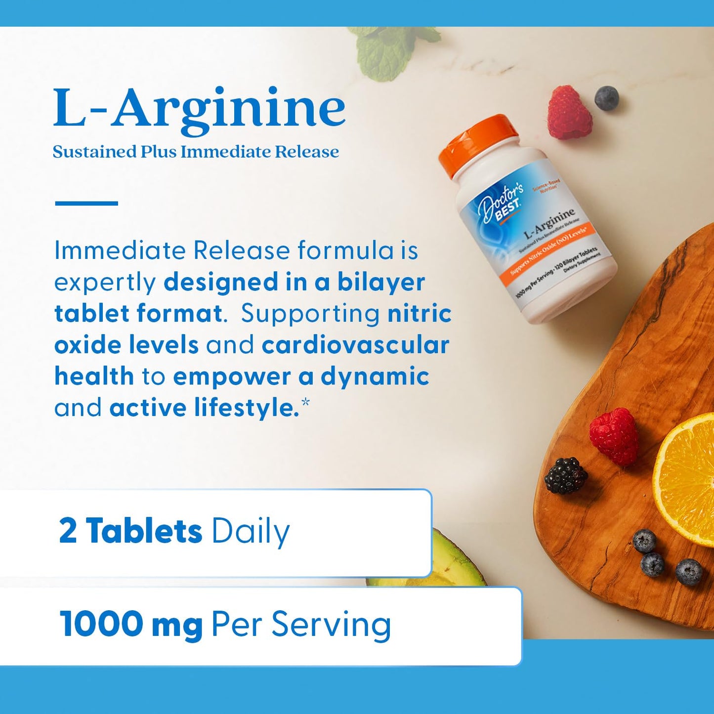 Doctor's Best L-Arginine Supplement Tablets 120 Count
