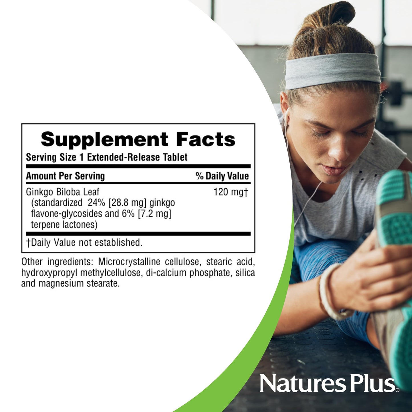 NaturesPlus Herbal Actives Ginkgo Biloba Extended Release Tablets 60 Count