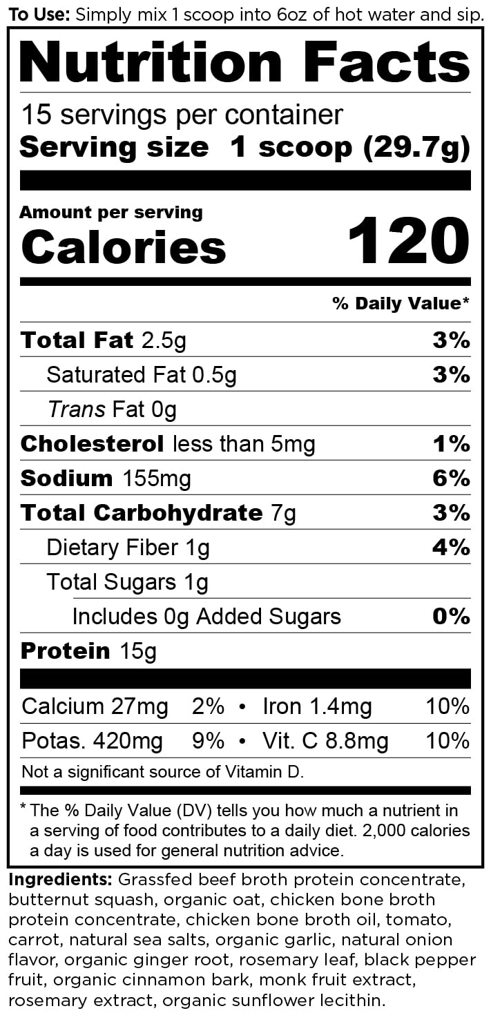 Ancient Nutrition Bone Broth Protein Powder, Butternut Squash, 15 Servings
