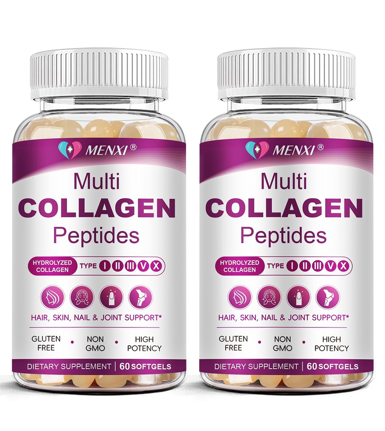 MENXI Multi Collagen Peptides Softgel, 120 Softgels