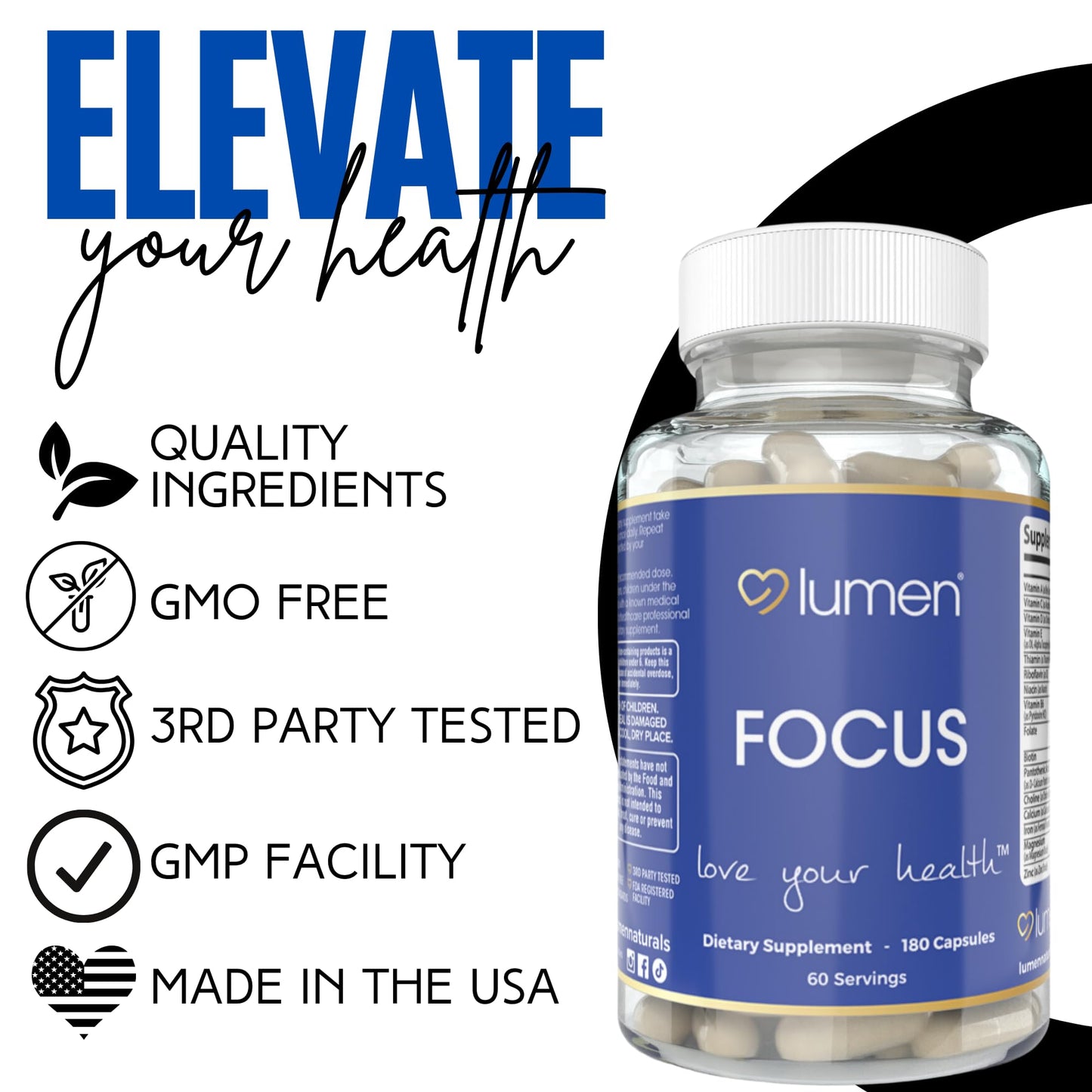 Lumen Naturals Focus Neuro Brain Supplement for Women 180 Capsules