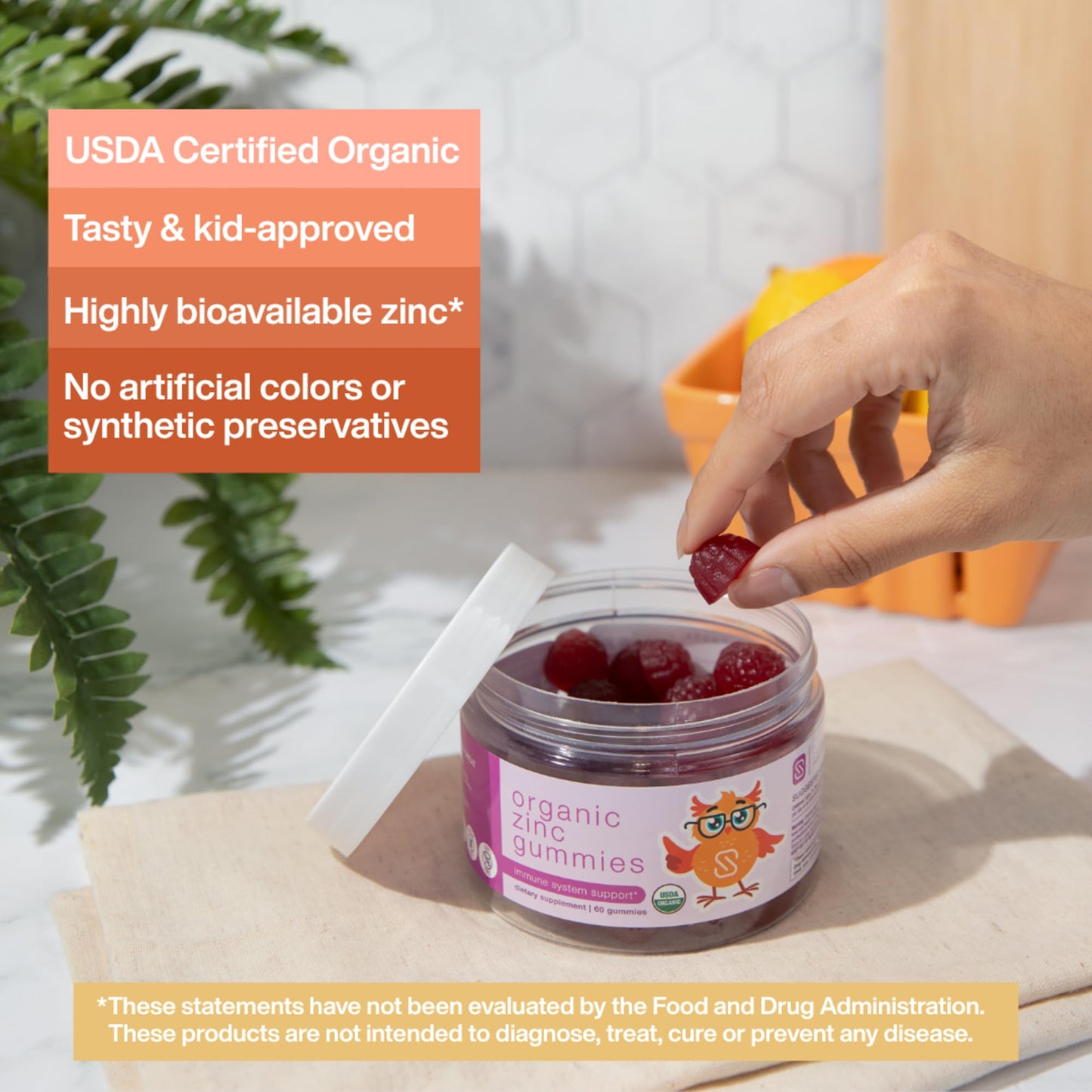 Serawise Organic Zinc Gummies 60-count
