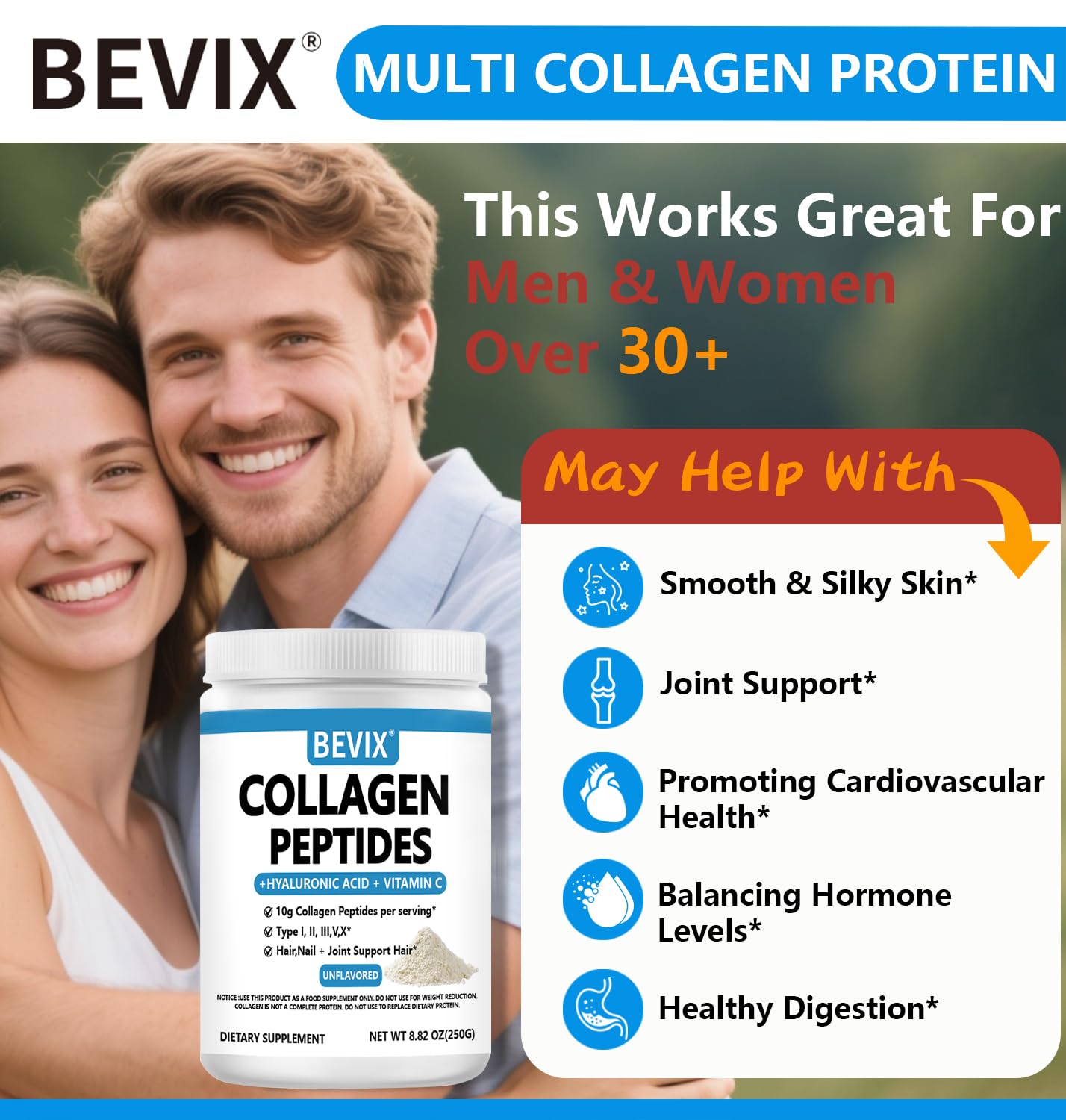 BEVIX Collagen Peptides Powder 8.82 Ounces